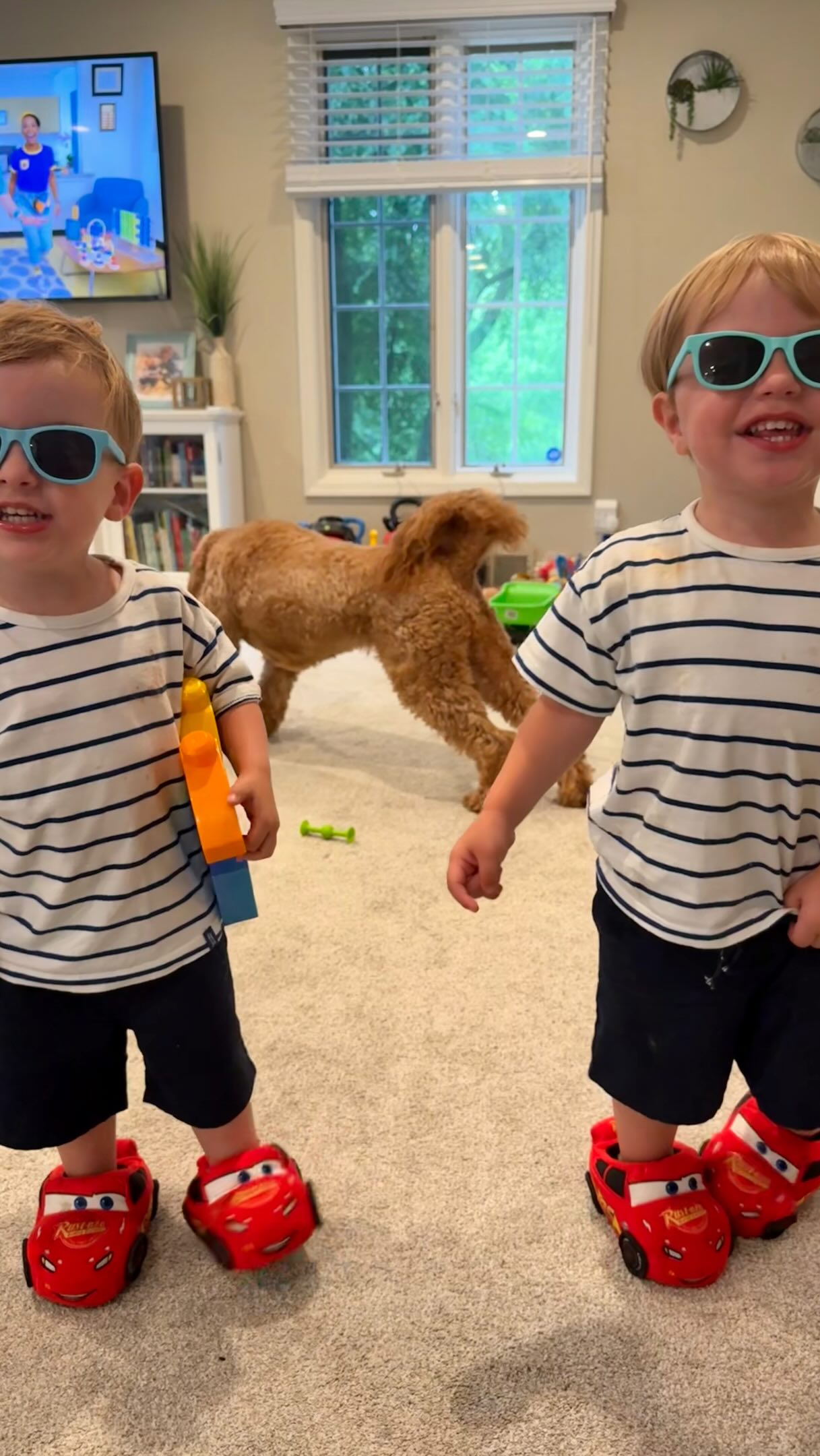 A little over a week away from these adorable fun-loving knuckleheads turning 2 and couldn’t miss the chance to note what a crazy in between era it is.
A little clumsy, a little hard to understand.
But oh so sure of themselves, the threat of the wrong color plate, the tragedy of being told no to one more snack as dinner is being made, the pride in the perfection that their wacky messy redesign has made.
But also with that comes the wherewithal to show love, be kind, being emotionally intelligent to those around them.
One blessing that I wasn’t aware of with twins was the idiosyncrasies we’d be able to notice as two humans born a minute apart grow and learn and play in different ways, levels and intents.
Amazing. Incredible. Times two.
With peaks of the 2s popping up daily… more fun (seriously and sarcastically) is definitely in our future.