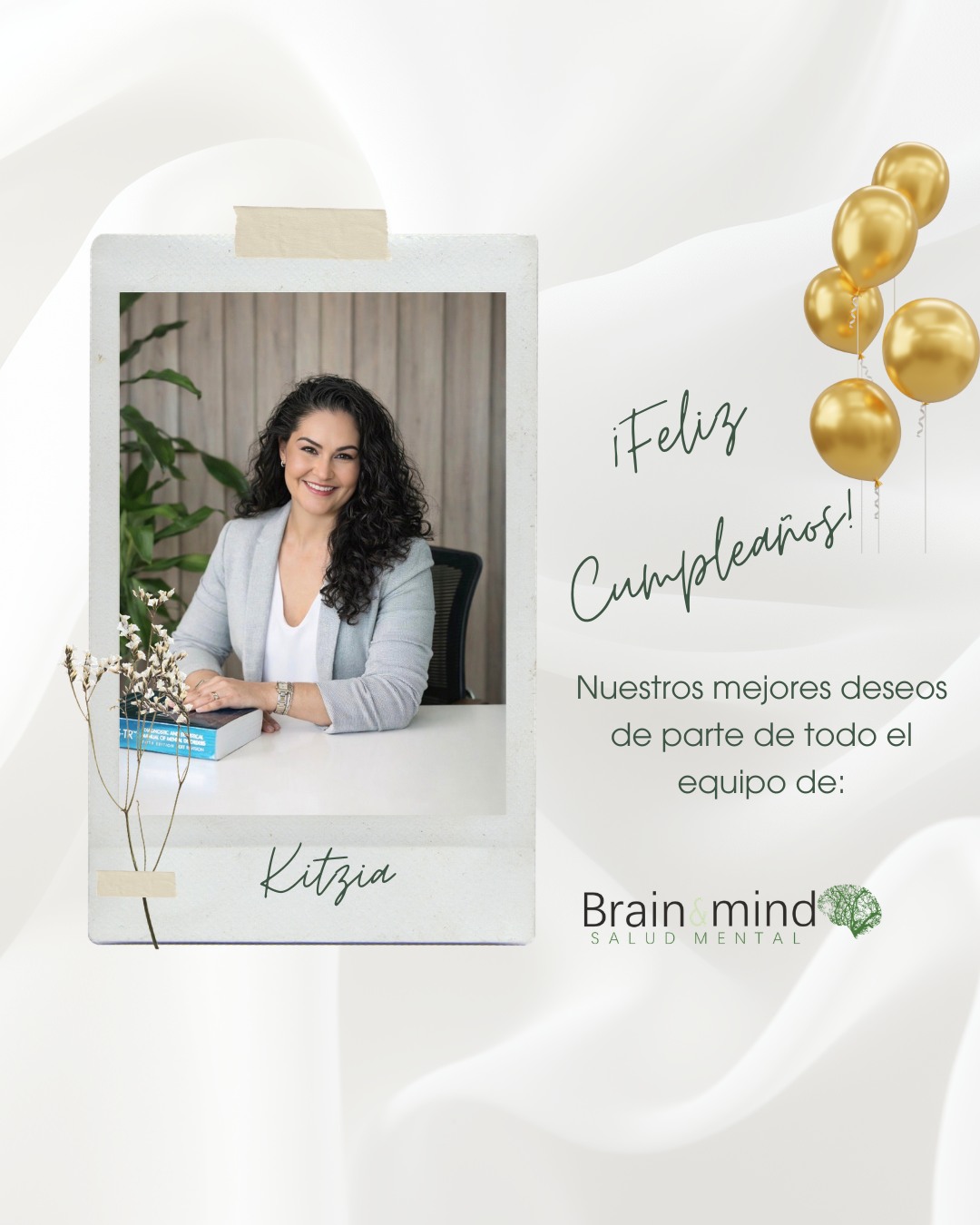 Muchas felicidades a nuestra Dra. Kitzia Ruiz Navarro por su cumpleaños. Nuestros mejores deseos de parte de todo el equipo de Brain & Mind Salud Mental.
#felizcumpleaños #equipo