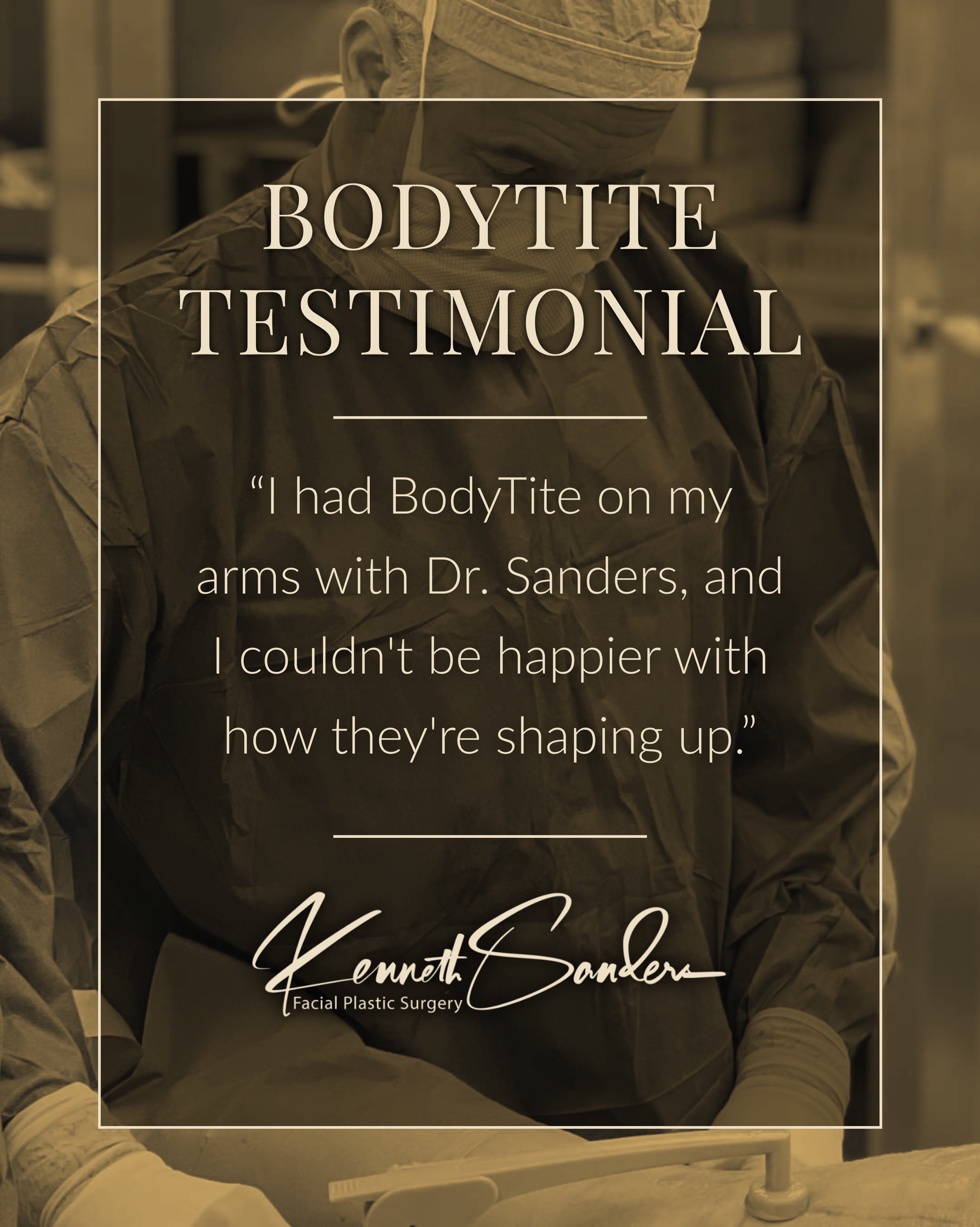 There’s nothing better than seeing our patients feel more confident in their results.
BodyTite is a minimally invasive body contouring treatment that does more than reduce stubborn fat. By combining fat removal with advanced radiofrequency technology, it also tightens skin to help create smoother, more sculpted contours with less downtime than traditional liposuction.
Whether you’re looking to refine your arms, abdomen, thighs, or another stubborn area, BodyTite offers a more comprehensive approach to body contouring.
If you’re ready to learn what’s possible, call our office at (318) 698-8711 to schedule your consultation.
#BodyTite #BodyContouring #SkinTightening #Shreveport #DrKennethSanders