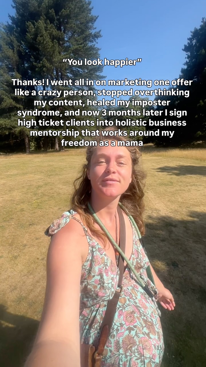 Here’s how I reinvented my holistic business to work for me
As a mama who values her time and wants to make a huge healing impact in the world:
1. I stopped overthinking my content -
With a crystal clear message that communicates the tangible results I bring to my clients because of my lived experiences, content gets to be easy.
I help clients do the same with messaging and marketing strategy.
2. I stopped doubting myself, comparing myself to everybody else online -
This part comes down to personal healing, embodiment and self belief.
I help clients overcome those same fears around being seen online with reiki healing.
3. I made one clear offer and promoted the hell out of it.
Because if your current offers aren’t selling, the answer isn’t more offers!
It’s learning how to repeat yourself, in a million different ways, to resonate the kind of energy in your content that is magnetic to your dream clients 🧲
Follow me @coppermyst if you’re a healer on a mission to grow online, attract more aligned clients and have a huge impact in the world ❤️