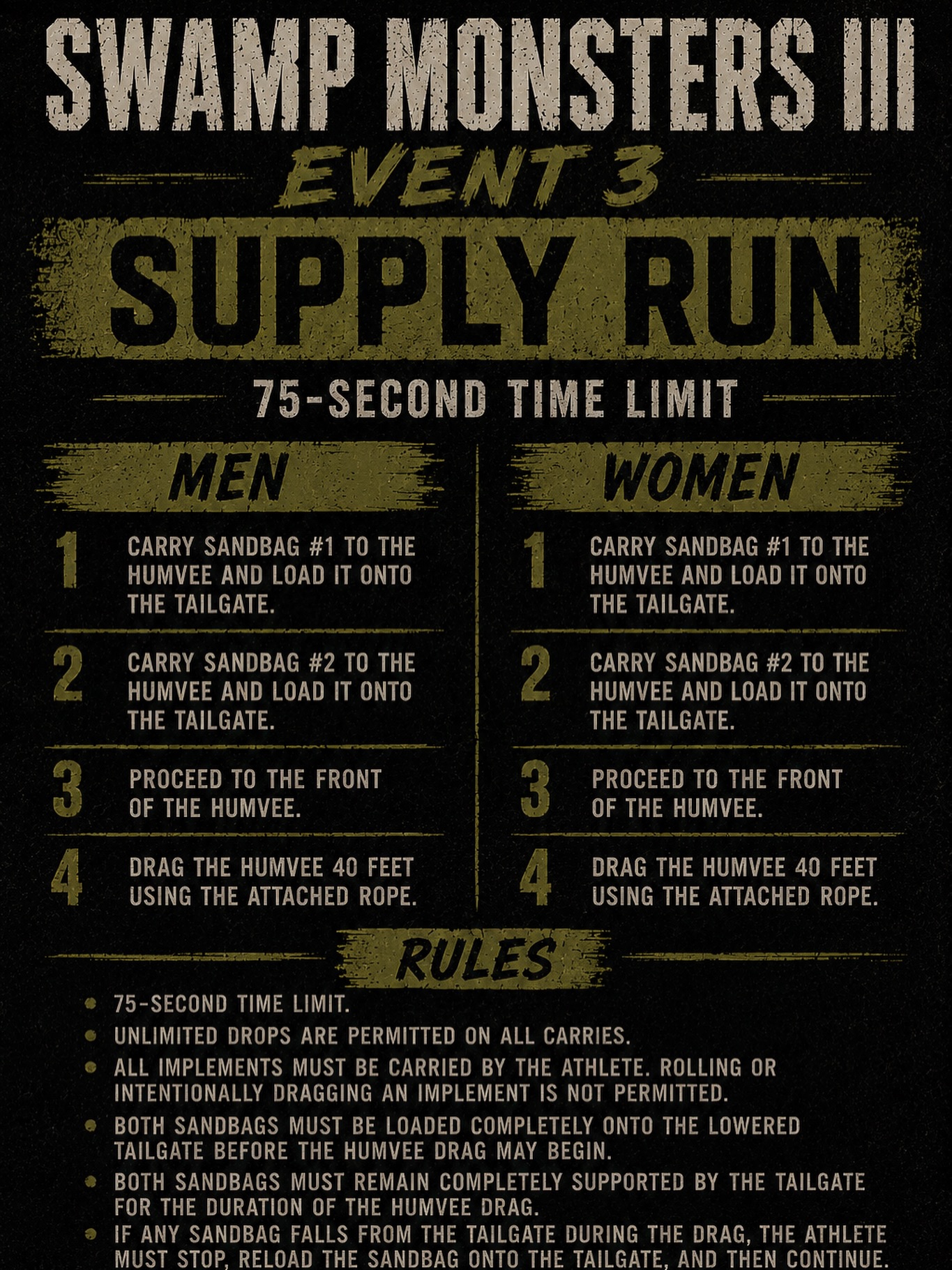When the monsters come out to play - who is going to get the supplies to make it in the swamp? Time is ticking. Don’t get caught out after the sun goes down. 👀👺👾🧌Come out to @swampcitysc on October 31st to find out. Weights tbd as testing is finalized.
—
Sign up on iron podium today.