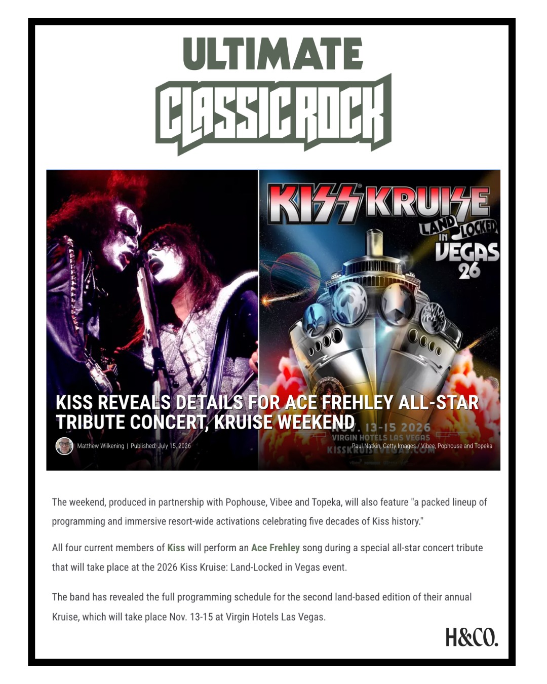 KISS Kruise: Landlocked in Vegas returns November 13–15 🤘🎸 Vibee, Pophouse, and Topeka are transforming Virgin Hotels Las Vegas into the ultimate KISS fan experience, featuring an unmasked KISS performance, artist Q&As, meet & greets, exclusive merch, karaoke, and more. Packages are available through @vibeepresents. Read the full exclusive story in @ultimateclassicrock