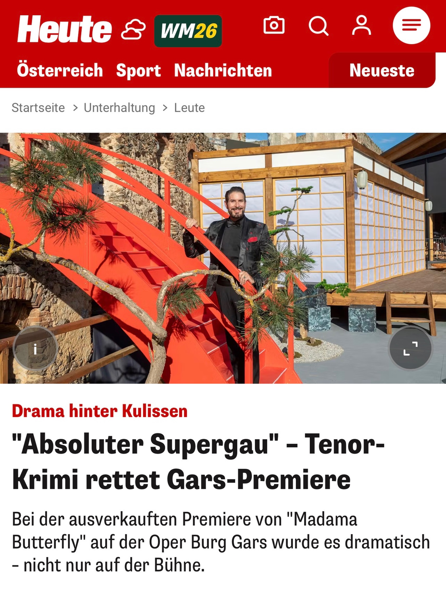 Drama hinter den Kulissen 😳 Tenor-Krimi rettet Gars-Premiere ⛩️🎶🤩 STANDING OVATIONS für MADAMA BUTTERFLY 🤩DANKE an ALLE für diese fulminante PREMIERE 🫶👏🏻💪🏻 @heute.at @clemensunterreiner @operburggars_official #ClemensUnterreiner #heute #operburggars #madamabutterfly #drama 📸©️HEUTE | Oper BURG GARS by Jürgen Hammerschmid