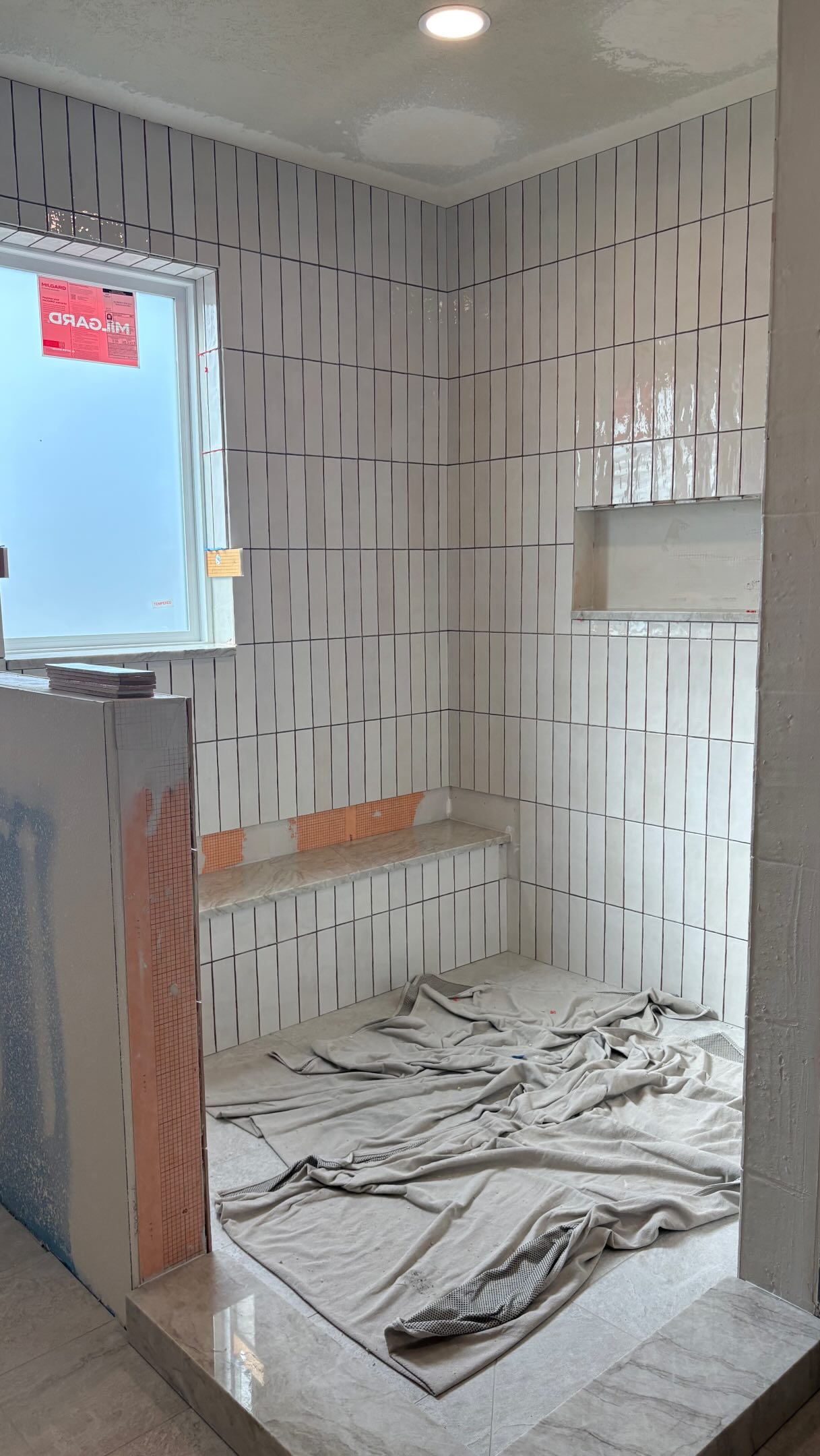 Primary bathroom progress at Air of Elegance! This remodel is moving right along. All the soft tones and natural materials in this project are coming together beautifully β¨ For this shower we went with a gorgeous 3x12 wall tile and added accents of Perla Vennata quartzite throughout. Next up - vanity countertops!
Tile by @timelesscreationstile
Stone by @stoned.marbleandgranite
#boiseinteriordesigner #boisegeneralcontractor #boise #boiseinteriordesign #remodel