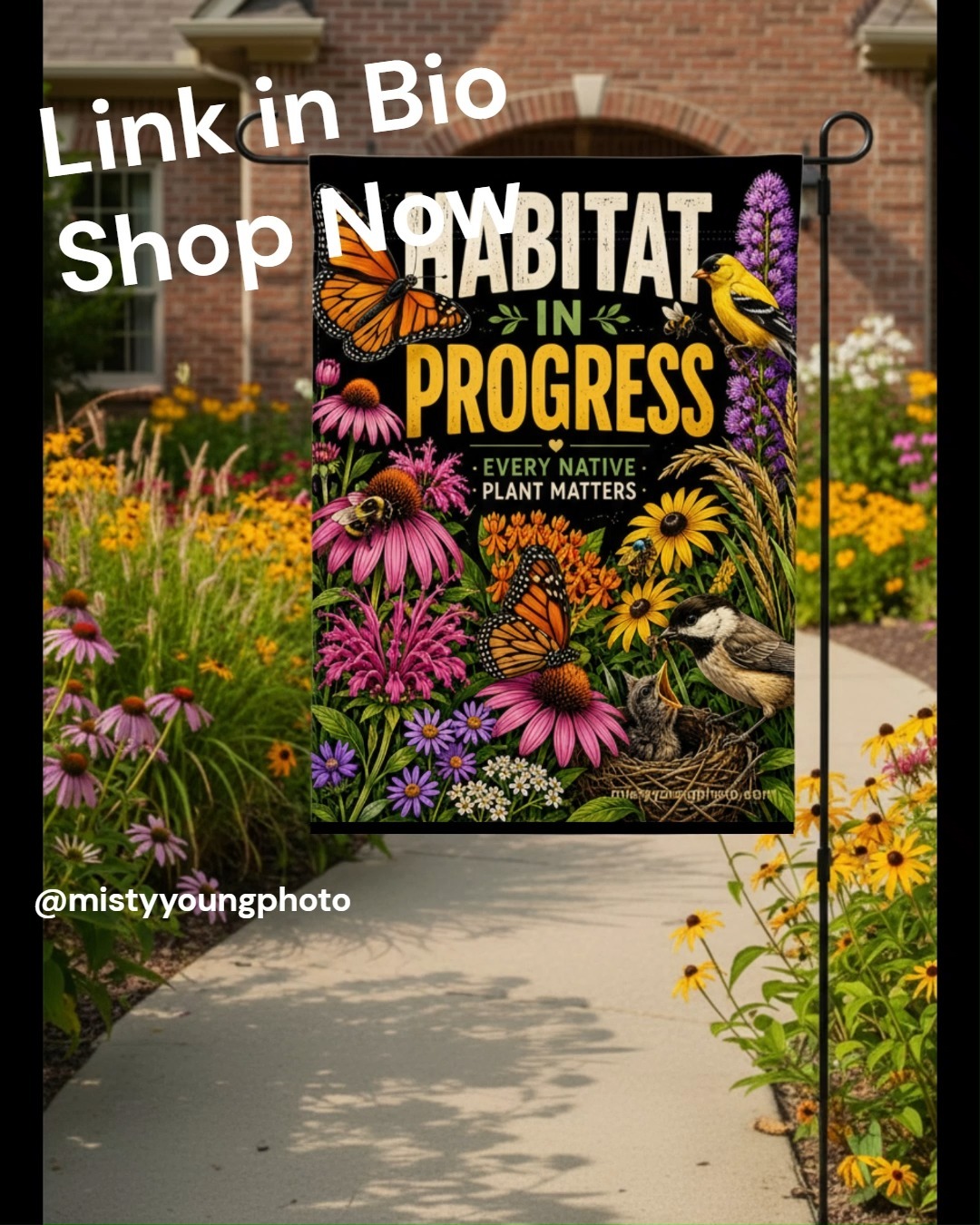 A native garden doesn't have to be finished to already be working. 🐝🦋
This one's still filling in — coneflowers, bee balm, black-eyed susans — and the wildlife already found it. Monarch, bumblebees, a goldfinch, even a chickadee raising her nestling right in the greenery.
Progress looks like this. Shop now — link in bio 🌿 You can Order these Gorgeous Flags from My Etsy Store or Directly from My Website I'll also Link in the comments. Happy Shopping!
#habitatgarden #nativeplantgardening #gardenflag #wildlifehabitat #monarchbutterfly #pollinatorgarden #beefriendlygarden #backyardhabitat #nativeplants #savethebees #ecofriendlyyard #gardendecor #birdsandbutterflies #plantnative #milkweedgarden #biodiversity #sustainablegardening #chickadeegarden #wildlifegardenideas #nativegardendesign #butterflygarden #pollinatorfriendly #protectpollinators #naturelovergift #gardensignideas #smallbusinessgarden #progressnotperfection