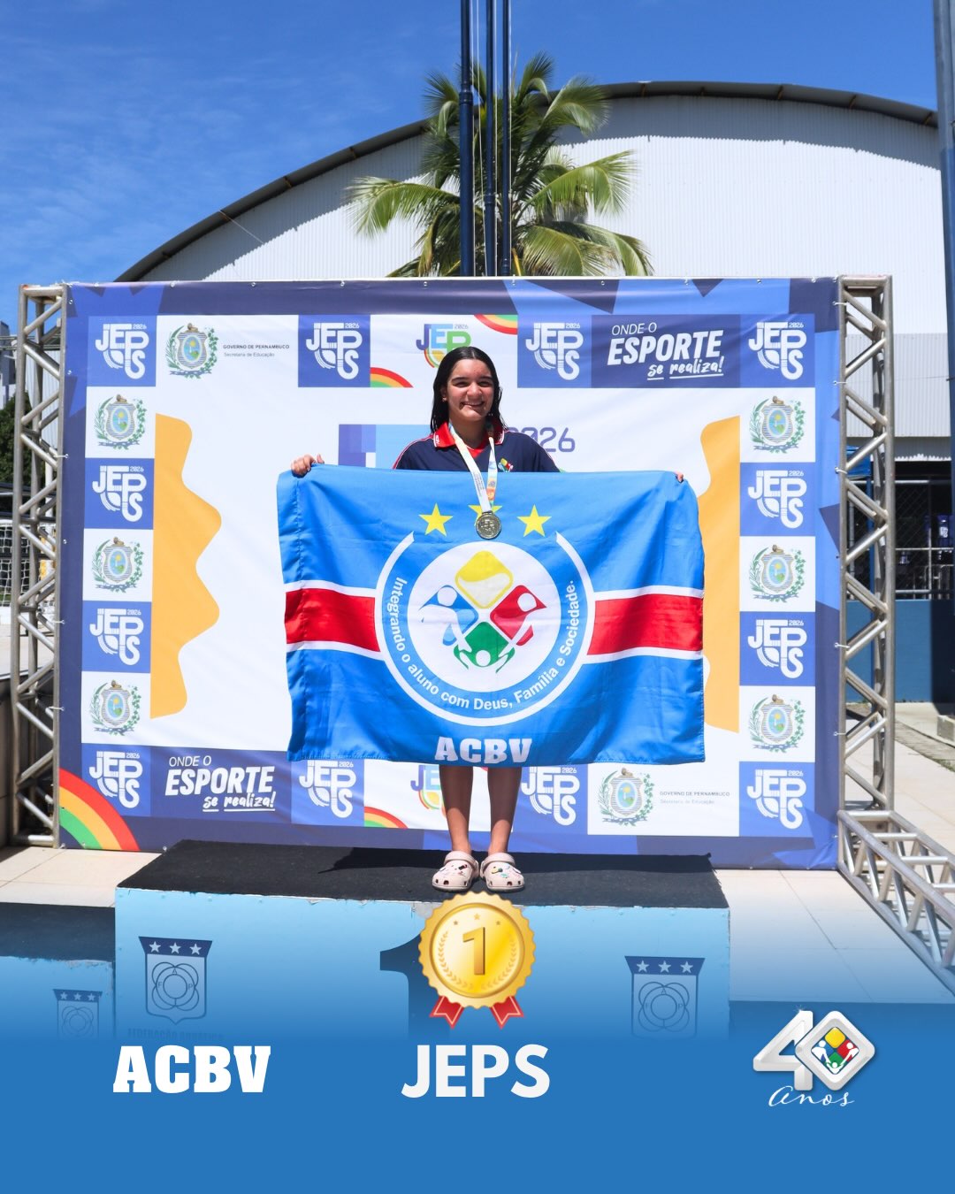 Dia de gratidão a Deus! Dia de festa! Dia de alegria!
Nossa aluna Beatriz Andrade conquistou a medalha de ouro nos Jogos Escolares de Pernambuco (JEPs).
Parabéns à nossa querida Bia! Que Deus continue abençoando sua trajetória!
#JEPs #natacao #acbv #academiacrista