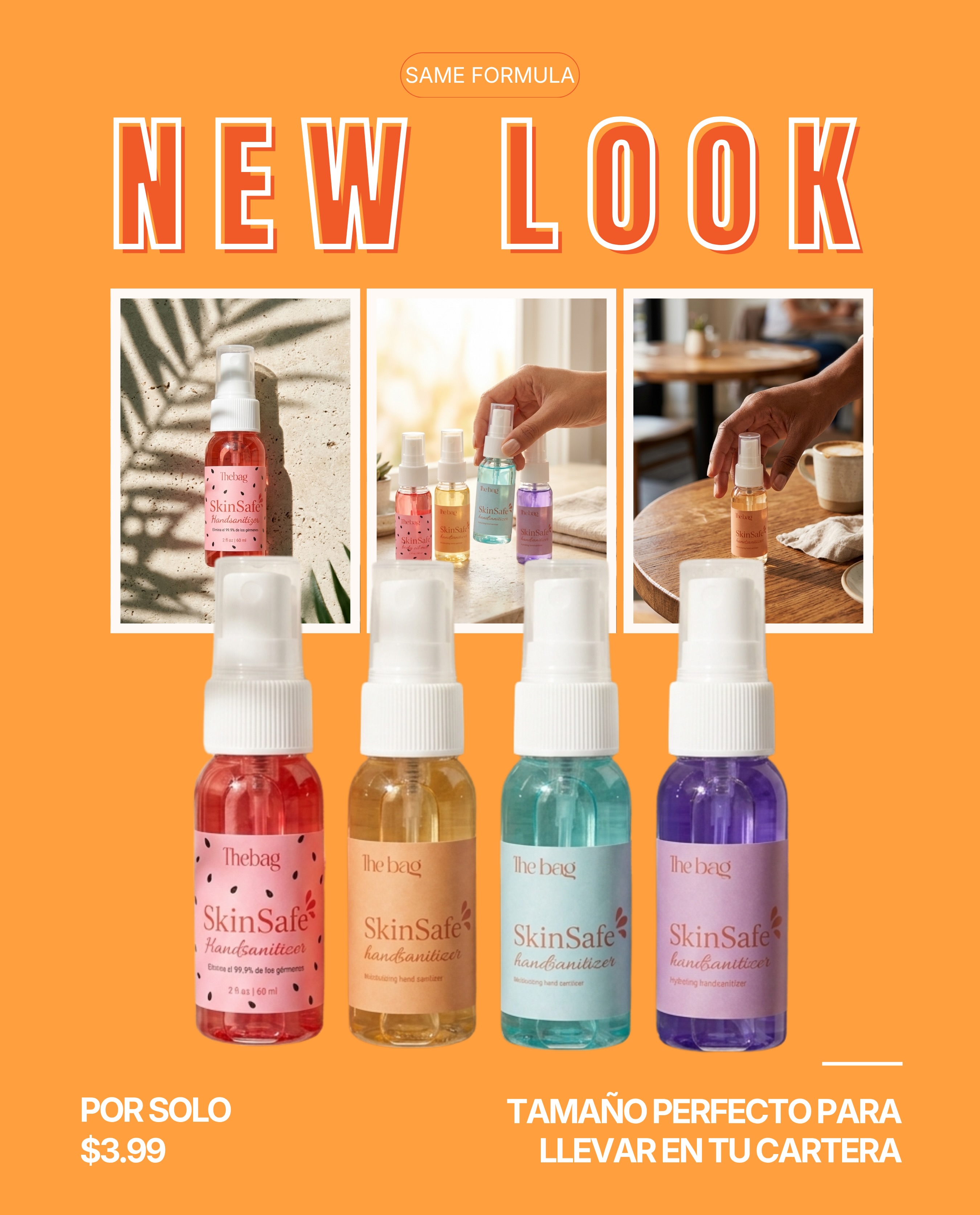 ✨ NEW LOOK, same formula ✨
¡Nuestros Hand Sanitizers tienen un nuevo empaque!
La misma fórmula, los mismos aromas que te encantan, con un tamaño perfecto para llevar en tu cartera y por solo $3.99.
Disponible en:
🍉 Watermelon
🌊 Sea Salt
💜 Lavanda Bergamont
🧡 Signature (inspirado en el clásico aroma de Nenuco)
Limpia, hidrata y protege tus manos dondequiera que vayas.