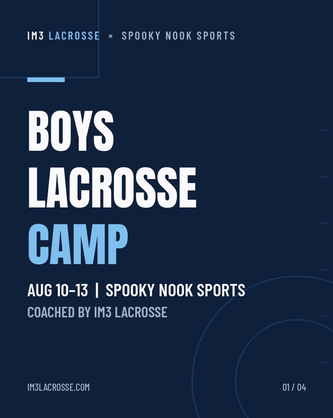 Four days. Skills and live play, done by lunch.
Boys lacrosse camp, Aug 10-13
Spooky Nook- Lanco.
Grades 4-9. Link in bio.
#lacrosse #laxlife #spookynook #youthlacrosse #im3lacrosse