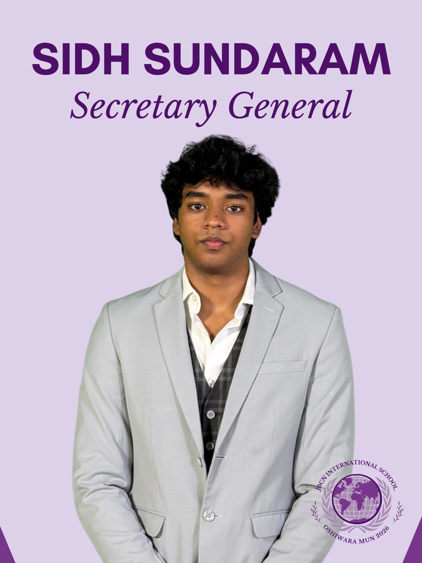 Introducing our Secretary General!
Please say hello to the backbone of our conference, our Secretary General, Sidh Sundaram. Apart from his sharp eye for detail and approachable nature, Sidh values meaningful debate and diplomatic discourse. Having been active in the MUN Circuit for several years, he envisions his role as Secretary General as a way to give back to the community that has been a vital part in his journey. With his renewed passion for foreign affairs, and his commitment to ensuring each delegate leaves the conference with satisfaction, Sidh plans to use his hard-earned knowledge to create an experience that’ll leave a lasting, inspiring legacy behind.
See you on the 5th and 6th of September!💜
#jbcnoshmun #jbcn #mun #jbcninternationalschool #jbcnoshiwara