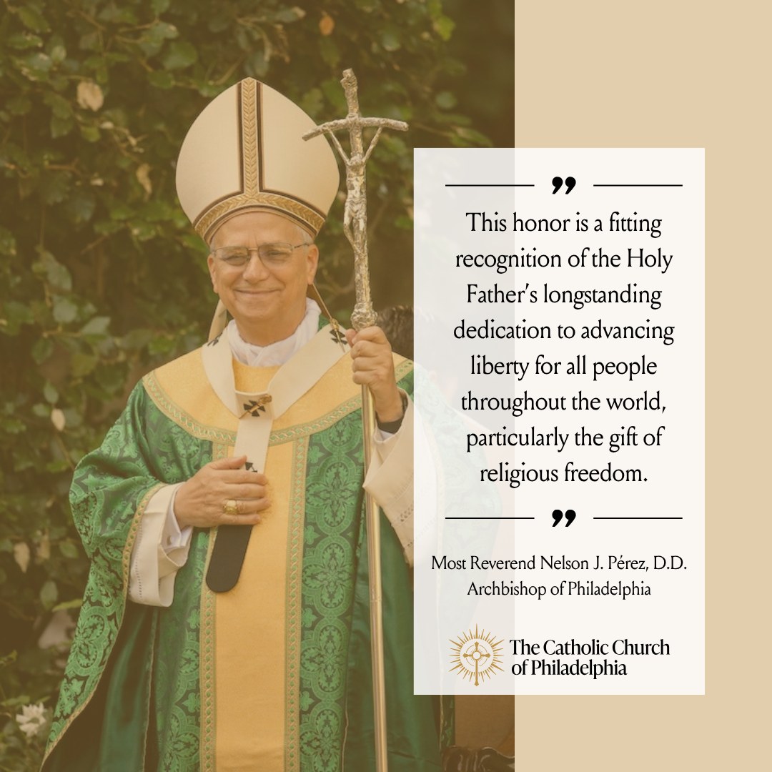 At the 2026 Liberty Medal Ceremony honoring Pope Leo XVI, Archbishop Nelson J. Pérez offered the following reflections included in images and via @catholicphilly.
(Holy Father image: CNS photo/Cristian Gennari, pool)