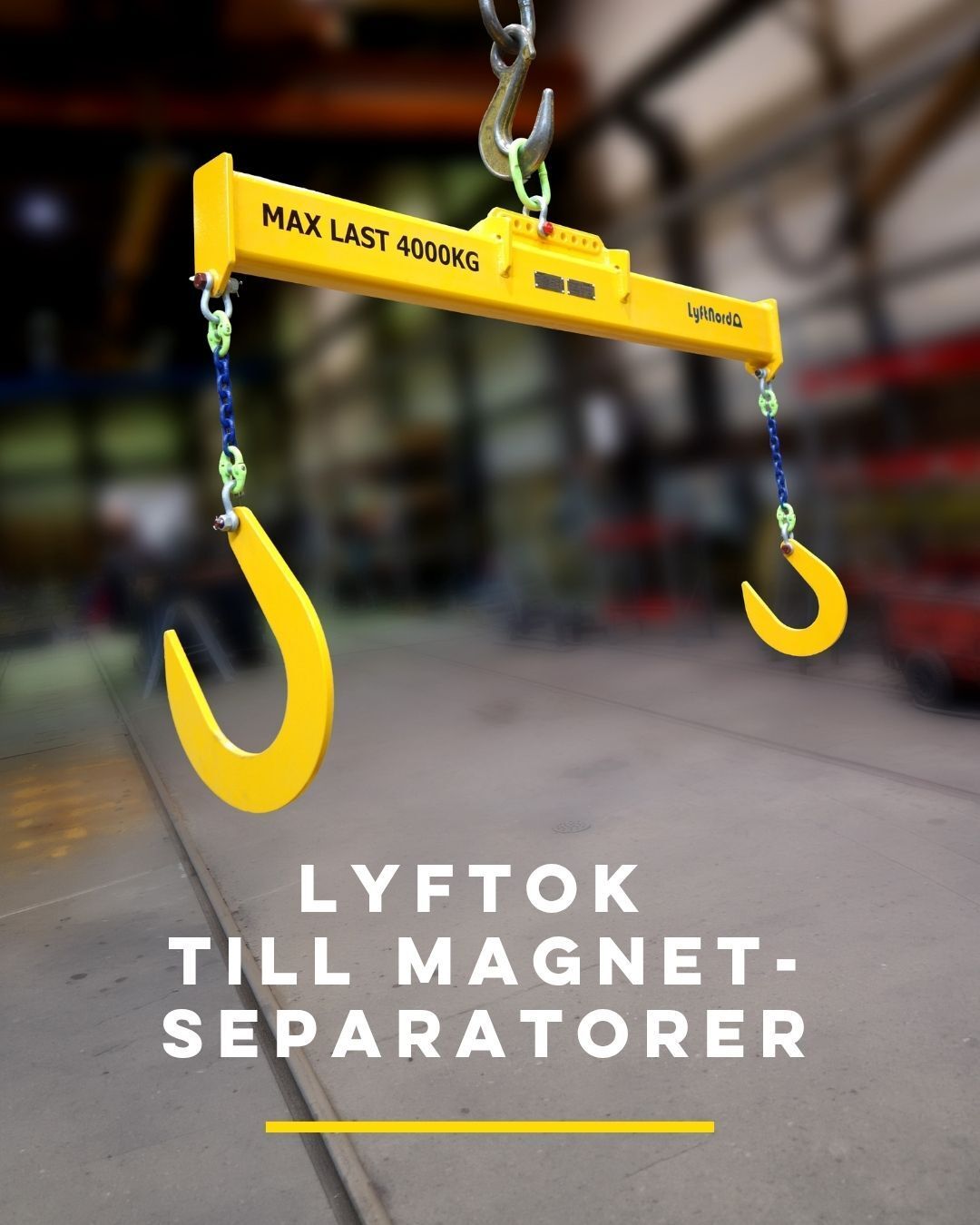Ingen lyftsituation är den andra lik.
Därför konstruerar och tillverkar vi lyftredskap anpassade efter varje kunds behov.
Till LKABs anrikningsverk har vi tagit fram lyft- och hanteringsutrustning för magnetseparatorer. Det här lyftoket är en del av den lösningen.
Har ni frågor? Hör gärna av er.
info@lyftnord.se┃0980-16469