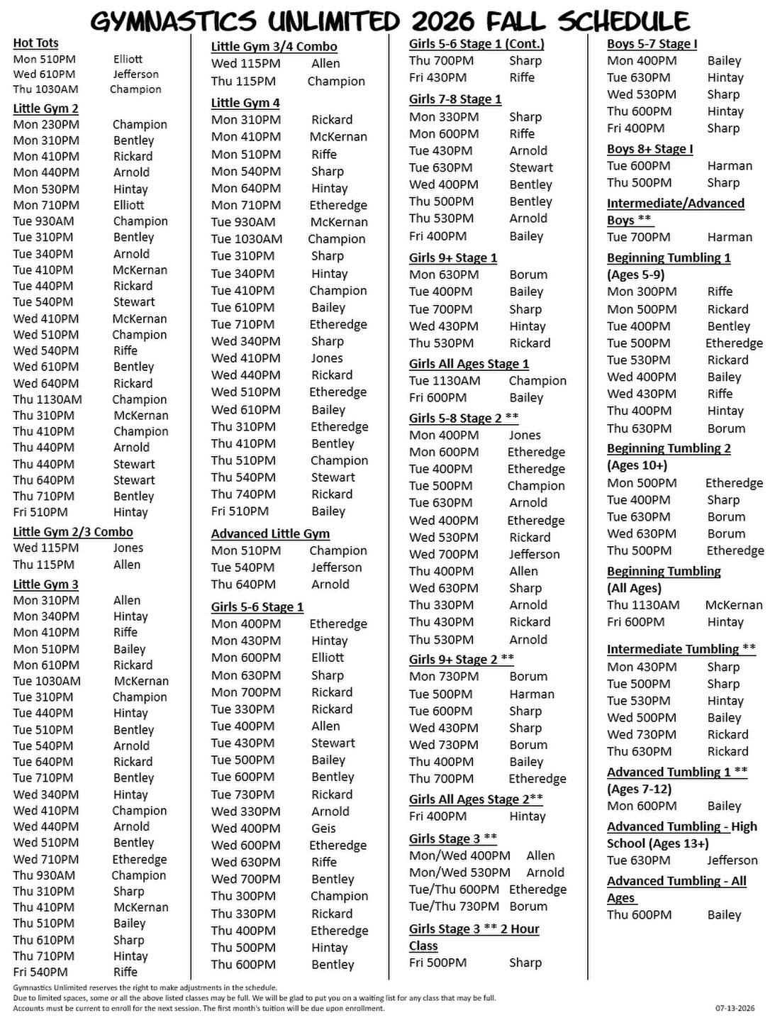 2026 Fall Registration is coming!!!
*Current Student Registration will open online Friday, July 17th at 9am and remain open until the start of classes.
*New and Returning Student Registration will open online Friday, July 24th at 9am and remain open until the start of classes.
Fall classes will begin Monday, August 3rd!