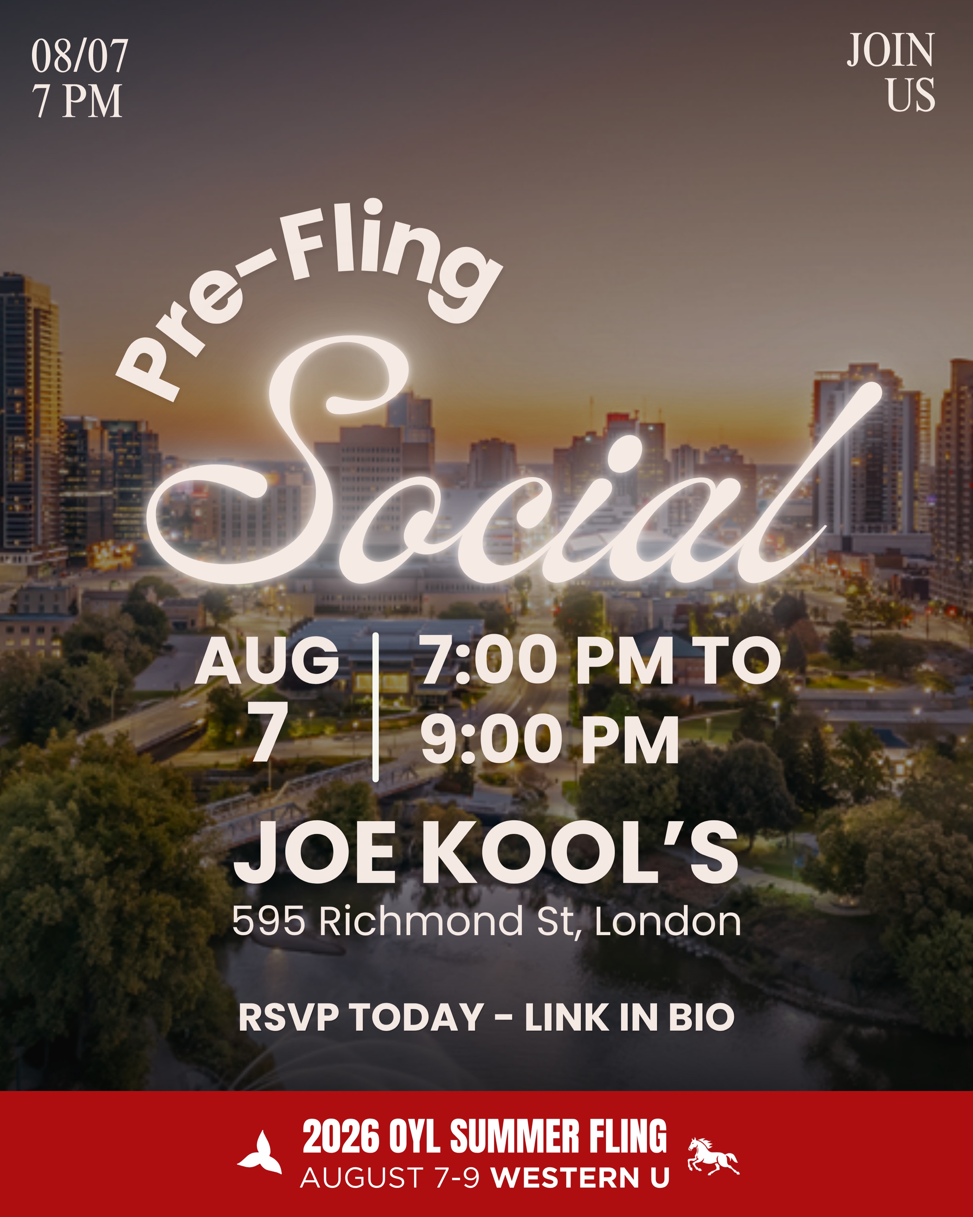 We’re kicking off the Summer Fling weekend with a Friday night social at Joe Kool’s, August 7th!
Catch up with old friends, meet new ones, and get ready for a weekend of connection, politics, and fun.
On lance la fin de semaine de la conférence d’été avec une soirée sociale au Joe Kool’s, le vendredi 7 août!
Retrouvez de vieux amis, faites de nouvelles rencontres et préparez-vous pour une fin de semaine de *résautage*, de politique et de plaisir.