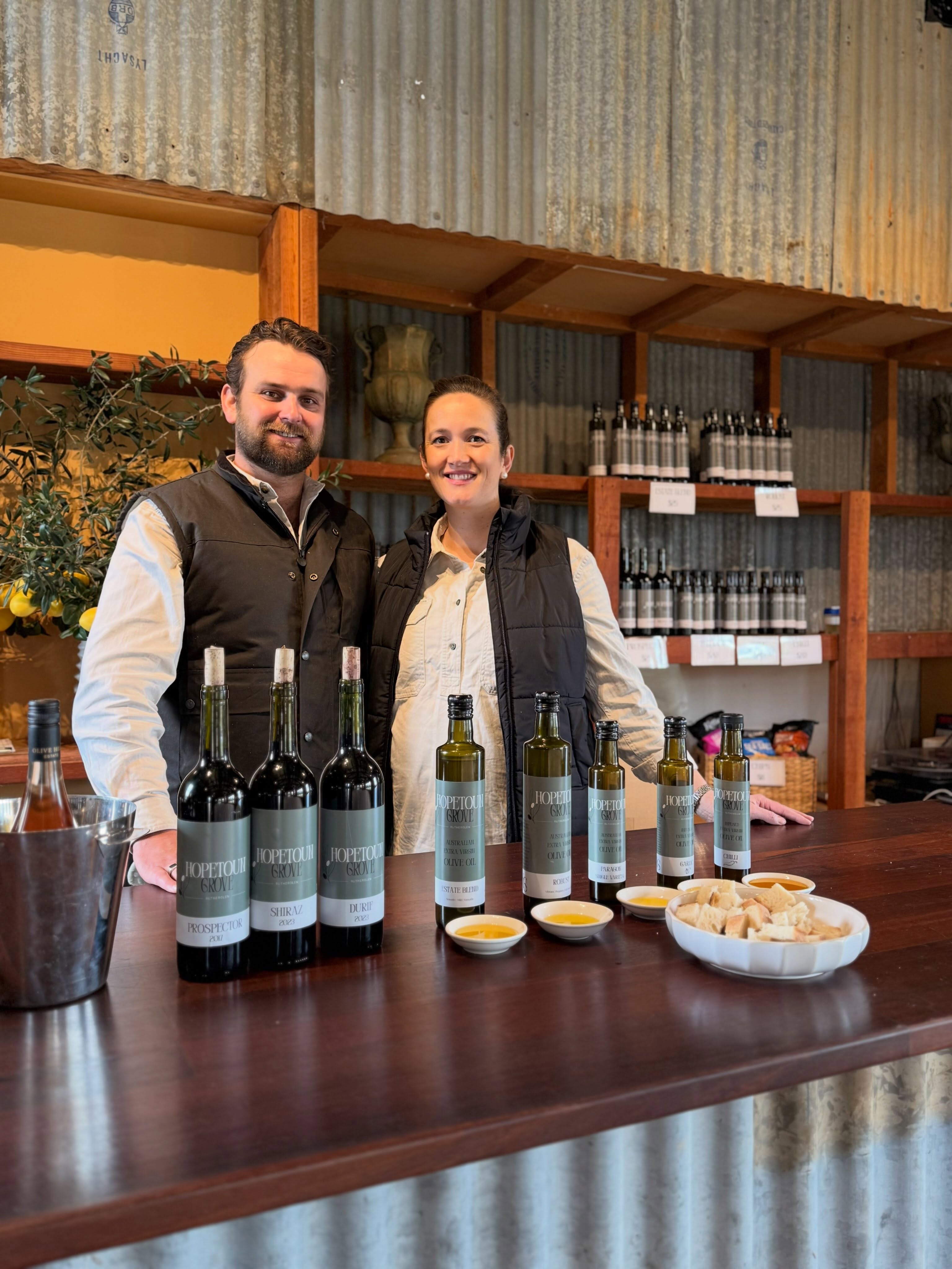 With a new business opening its doors in Rutherglen, we popped into to meet Joe and Alex and see what it’s all about!
Olives, olive oil and wine, and incoming week’s cheese boards, tea and coffee is the aim! Did someone say ‘a nice cup of tea’ 😜
It’s the old Wicked Virgin location, it’s a lovely place to visit, and we were greeted with a smile, by both these guys. 😁
@hopetoun.grove is added to our tour itinerary and hope to visit soon with a wonderful tour group.
Best wishes to you both on your new venture
#uniquewinetours