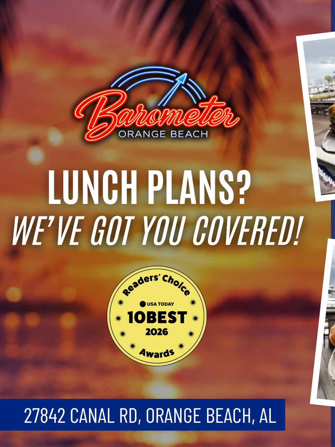 Weekend plans? We just found them. 😎🌊
Whether you're joining us for brunch, lunch, or dinner, Barometer is the perfect place to kick back, grab a handcrafted cocktail, and enjoy a weekend by the marina.
🍹 Handcrafted Cocktails
🚤 Easy Boat Parking
🌊 Fresh Gulf Coast-Inspired Plates
🎶 This Weekend's Live Music:
•Friday | Shane Perry | 5–8 PM
• Saturday | Andy Lyle Hall | 5–8 PM
• Sunday | Myles Lawson | 5–8 PM
Good food, great music, and even better company. Come spend your weekend with us—we'll save you a seat! 🍻☀️