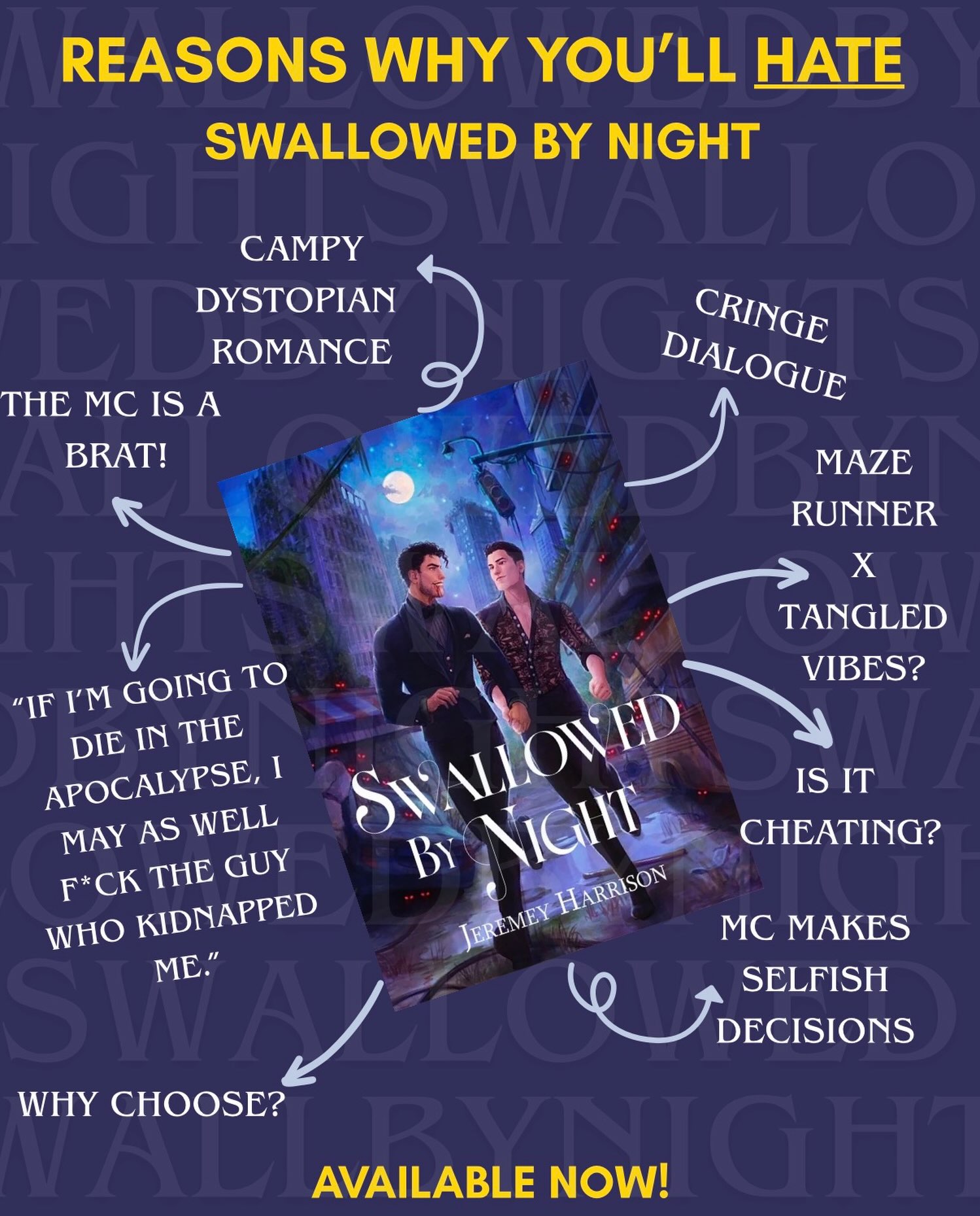 Let’s be real…ARE these reasons you’ll hate Swallowed By Night? 🤔
Available now, links are in my bio