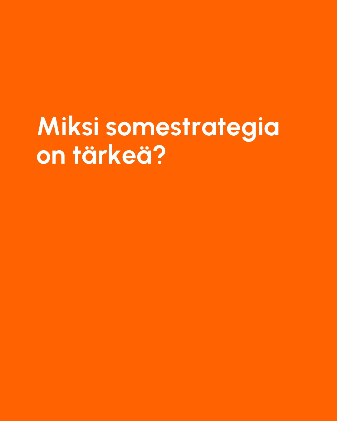Somestrategia = sattumanvaraisen postaamisen loppu 🫸
Kun strategia on selkeä, some ei ole enää “fiilispohjaista” vaan vaikuttavaa ja tuloksellista markkinointia! Somestrategian avulla:
💜 Asetat oikeat tavoitteet ja mittarit
💜 Valitset kohderyhmät ja kanavat juuri sinulle sopiviksi
💜 Suunnittelet julkaisut ja sisällöt ennakkoon
💜 Määrität prosessit ja vastuuhenkilöt
💜 Opit analysoimaan tuloksia ja kehität markkinointia niiden pohjalta
Ja PALJON muuta!