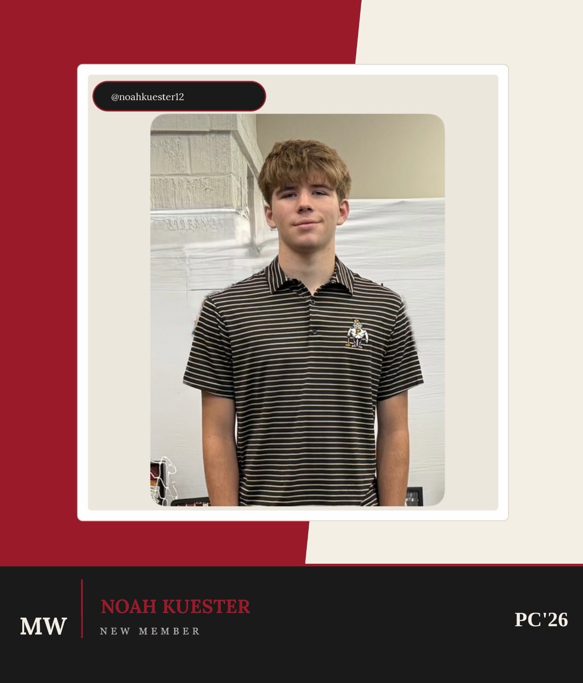 Next up in our new member series… meet Noah!
“Hey, I’m Noah Kuester from Fort Branch, Indiana. I’m a freshman majoring in Pharmacy. I enjoy playing basketball, golfing, cross stitching, and going to the Kitty Cat Cafe with my friends. I’m most looking forward to meeting new people at Marwood!”
Welcome to the house, Noah!