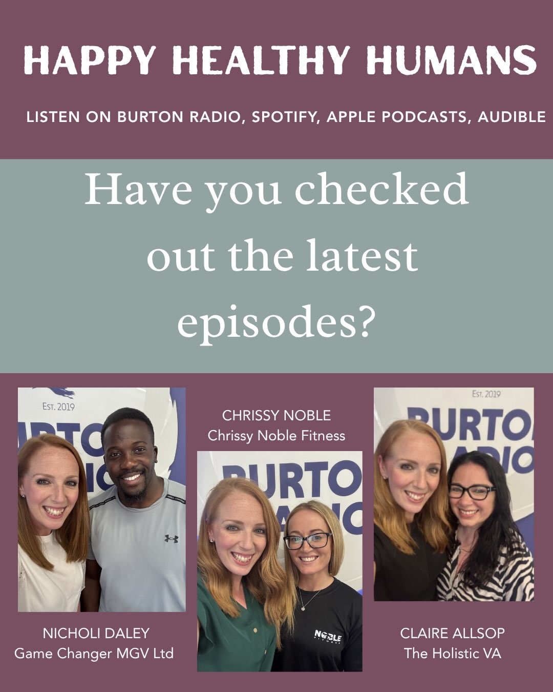 I’ve been rubbish at social media over the last few weeks! 🙈 When life is busy, it’s always the first thing to go! But one thing I have absolutely loved is spending my Tuesday afternoons on Burton Radio, meeting some amazing people and hearing their stories.
If you haven’t caught the latest episodes yet, you can listen on Spotify, Apple Podcasts, Audible, or catch up at www.burtonradio.co.uk. Episodes are aired live on Burton Radio every Sunday at 1pm.
Nicholi Daley - Game Changer MGV Ltd
Nicholi shared how he and his business partner built their mobile gaming business, along with his inspiring journey from childhood to competing in judo for both Great Britain and Jamaica. We talked resilience, dedication and achieving your goals.
www.gamingvans.co.uk
Chrissy Noble - Chrissy Noble Fitness
Chrissy and I chatted about confidence, body image, fitness and fat loss. A practical, myth-busting conversation about feeling healthier, stronger and more confident this summer.
IG: @chrissynoblefitness
Claire Allsop - The Holistic VA
Claire shared her career journey and how she helps business owners reduce stress, avoid burnout and create a healthier balance between work and life.
LI: The Holistic VA Ltd
Ask Reeves with Hazel Morgan
Our monthly Ask Reeves feature is always fun...although Hazel does like to keep me on my toes! 😅 Listeners send in questions about mental health, wellbeing, relationships, work, neurodiversity and everything that comes with being human. We answer them live on air and share our thoughts. We’ve decided to finish each episode with one completely random, and lighter question from Hazel...last time it was my thoughts on bin bags! 😂
If you’ve enjoyed any of the shows, I’d really appreciate you sharing them with your friends and family. ❤️
And if you’d like to be a guest, know someone with an inspiring story to tell, or there’s a topic you’d love us to cover, I’d love to hear from you.
Remember who you are and that you matter, you beautiful human 🌸
@chrissynoblefitness @gamechangermgv @theholisticva @burtonradio @hazelrmorgan #happyhealthyhumans #mentalhealth #wellbeing #realtalk