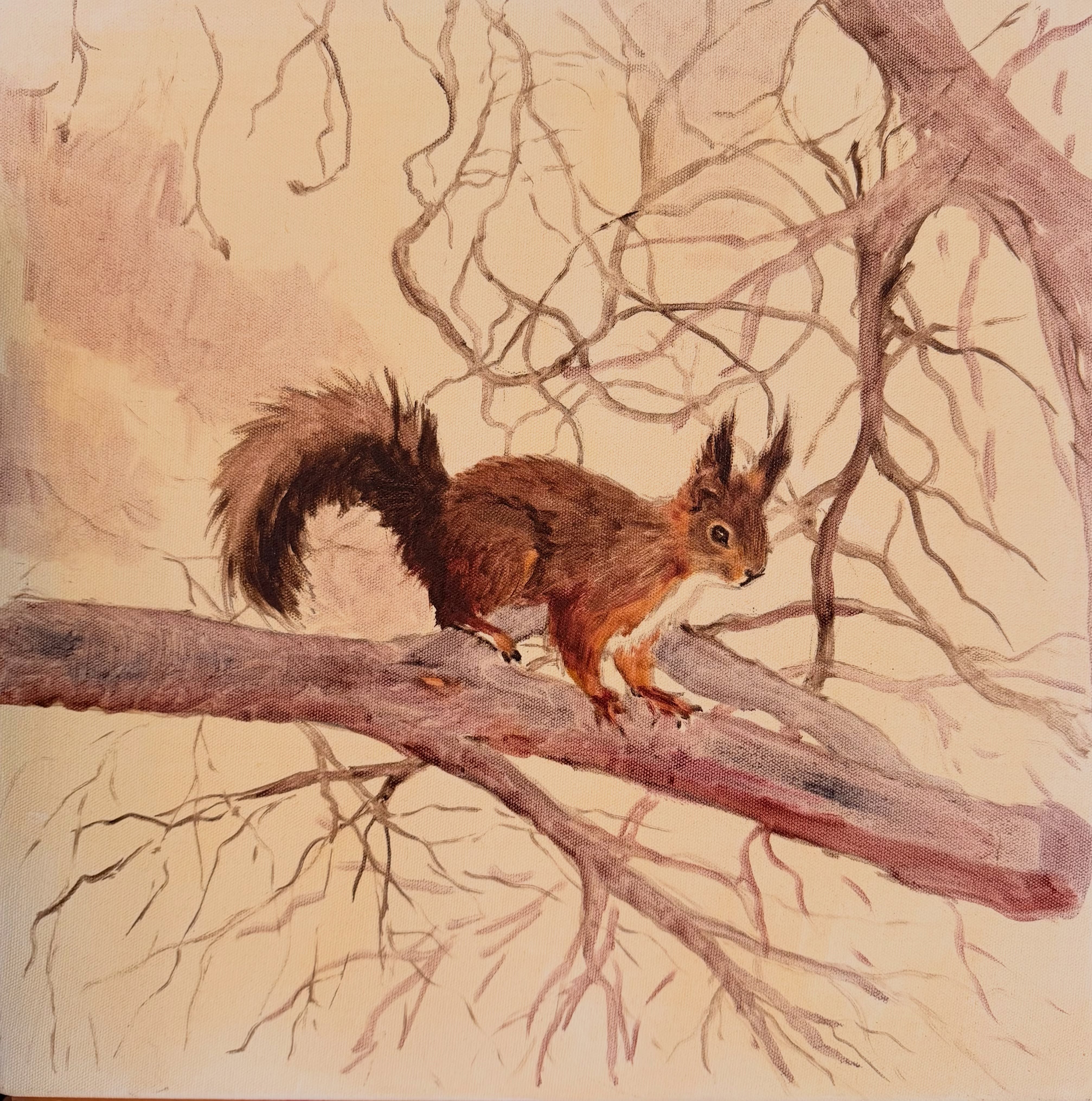 Looking forward to getting back to painting artworks instead of walls #oilpainting #art #squirrel #wildlifeart #artisticprocess