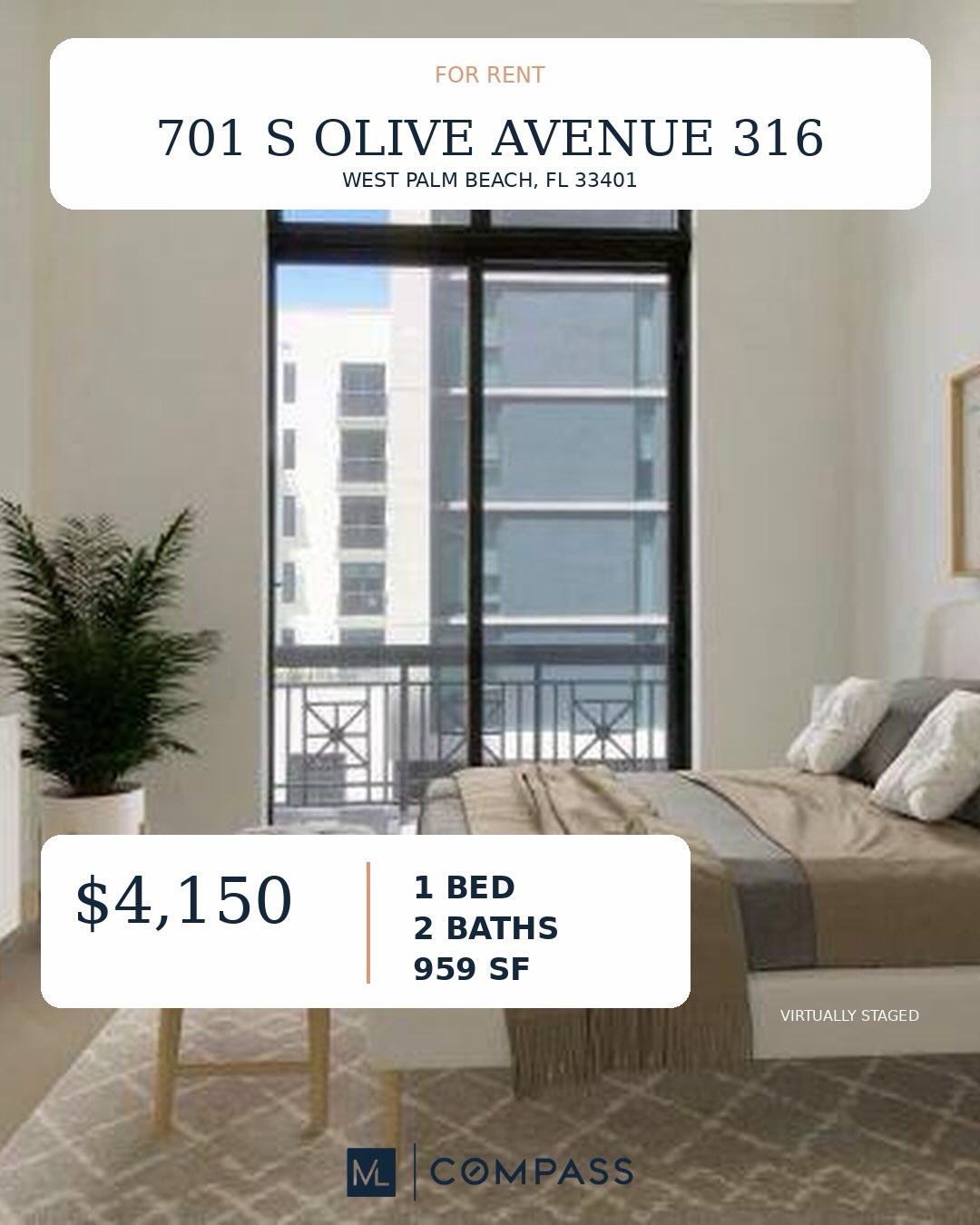 ✨ Rarely available at Two City Plaza ✨
Welcome to 701 S Olive Avenue, Residence 316—a spacious 1-bedroom, 2-bath residence offering 959 square feet, soaring 14.5-foot ceilings, an open-concept layout, and large ceramic tile throughout.
Enjoy partial water views from two private balconies—one accessible from the living room and another from the bedroom.
Two City Plaza delivers resort-style downtown living with 24-hour security, concierge and valet service, a rooftop pool with panoramic city views, hot tub, sauna, steam room, fitness center, movie theater, outdoor kitchen, club room, lanai courtyard, and more.
📍 701 S Olive Avenue #316
West Palm Beach, Florida
🛏 1 Bedroom | 🛁 2 Bathrooms | 959 SF
💰 Offered for rent at $4,150/month
Downtown living—with space, views, and amenities that feel like a permanent vacation. 🌴
#WestPalmBeach #DowntownWPB #TwoCityPlaza #LuxuryRental