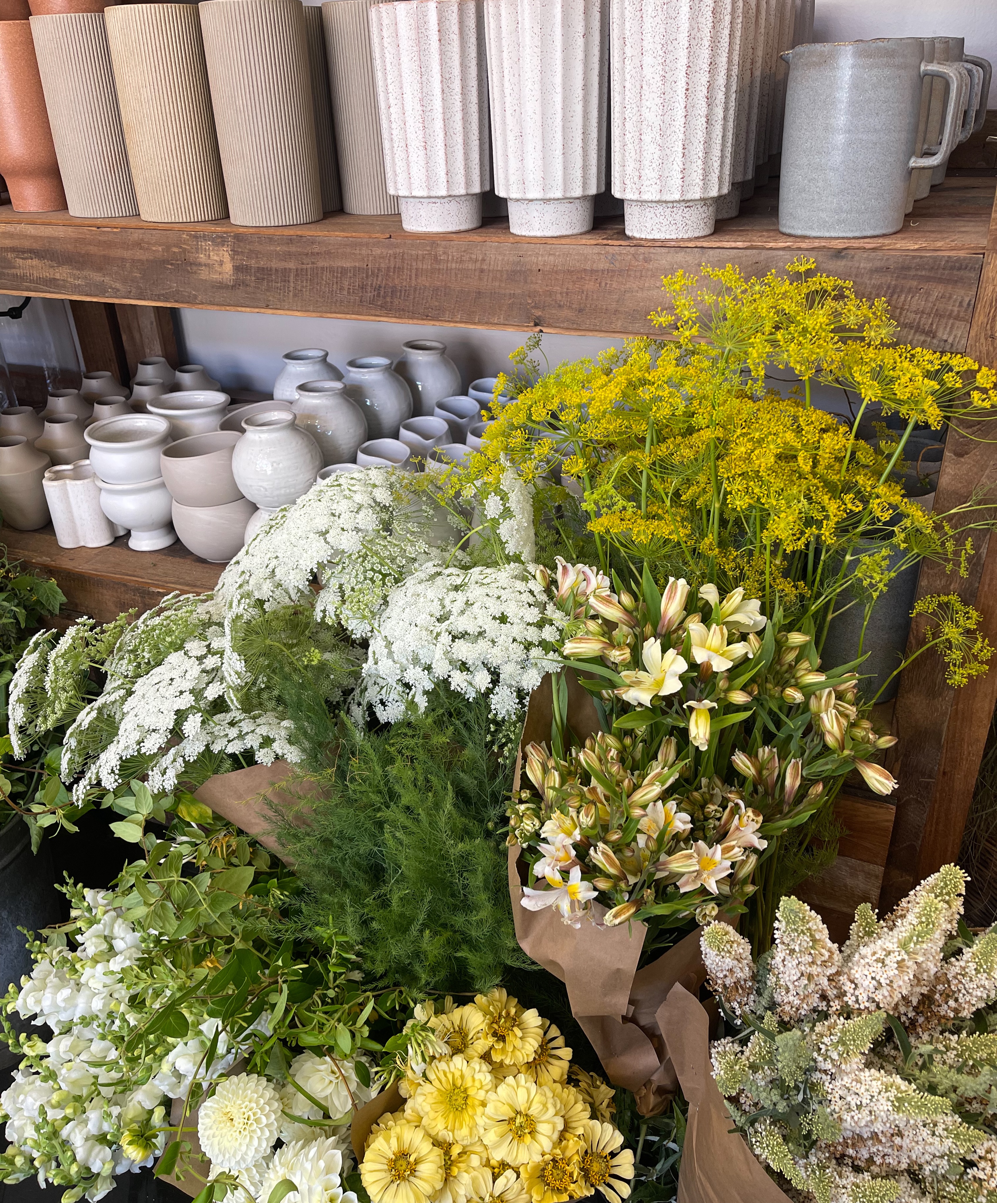 These blooms all came from farms within a few hours of the shop. There is something different about working with flowers that were still in the ground a day ago. You notice it the moment they arrive!
We love our local flower growers.