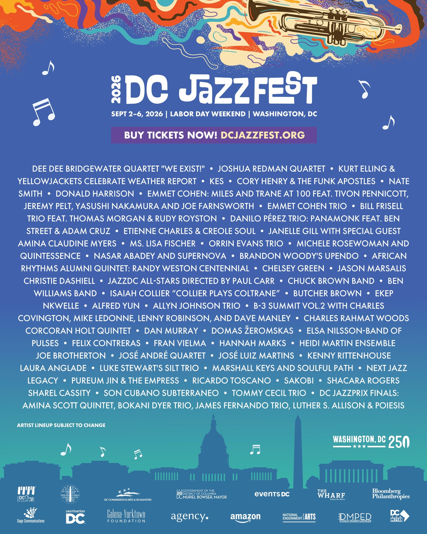 Have you checked out the 2025 DC JazzFest lineup yet?
This year's festival brings together an incredible mix of jazz legends, global talent, hometown favorites, and exciting new voices for four unforgettable days of music in the heart of Washington, DC.
Now's the time to start planning your festival experience. Browse the lineup, discover your must-see artists, and get ready to celebrate the music, the culture, and the community that make DC JazzFest so special.
Who are you most excited to see? Let us know in the comments!
Tickets at the link in our bio.