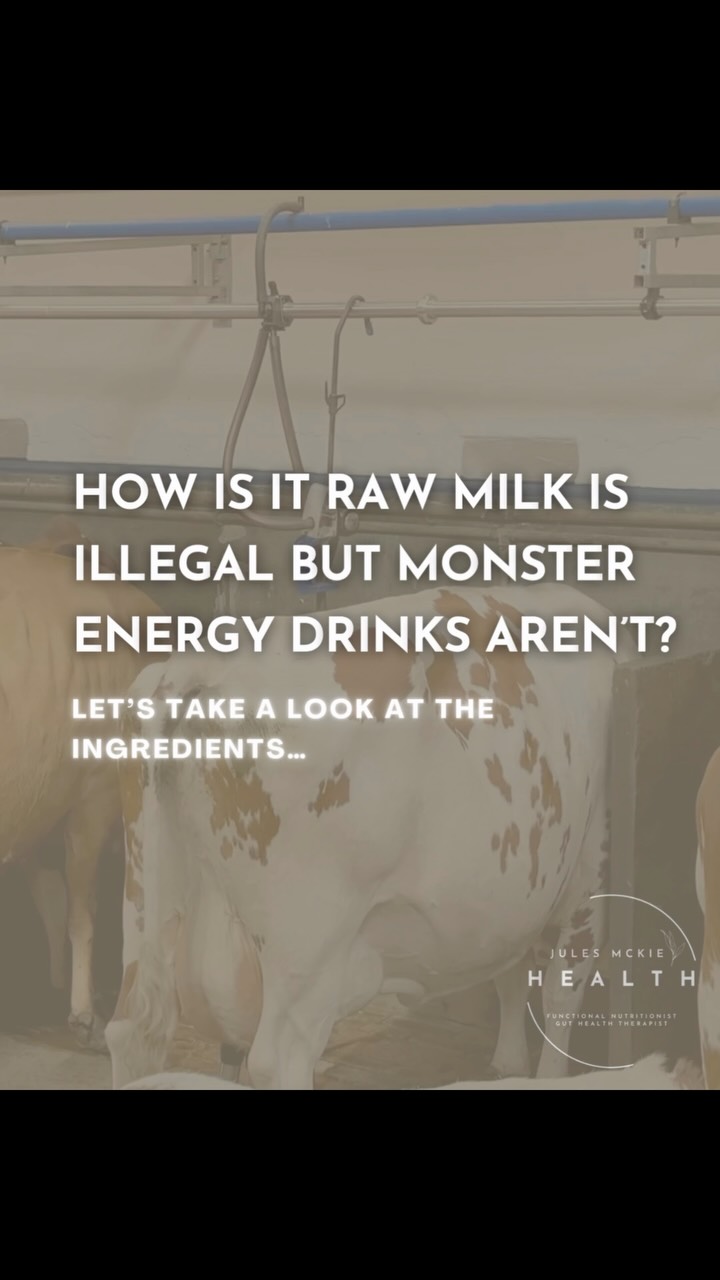RAW MILK IS ILLEGAL... BUT MONSTER ENERGY DRINKS AREN’T? 🤔
Make it make sense...
✅ One of these drinks comes from a cow and contains a single ingredient and when produced under hygienic conditions is one of the most nutrient dense foods available to humans.
❌ The other comes from a laboratory and contains almost two dozen ingredients.
But in Australia, raw milk for human consumption is generally prohibited from retail sale under Australian food standards, but is often found under the name bath milk for cosmetic uses or pet milk.
Monster Energy drinks - on the other hand - are legal because they “comply” with “regulations” governing ingredients, caffeine limits, labelling, and manufacturing.
We’re told one is too dangerous to buy freely, while the other is sold in supermarkets, petrol stations, convenience stores and vending machines AND is available for sale to anyone, including young children.
🥛 Raw Milk contains whole raw milk
😈While a standard can of Monster
Energy contains around 23 ingredients
Whole, raw milk is rich in protein, healthy fats, calcium, phosphorus, potassium, B vitamins, fat-soluble vitamins (A, D, E and K), as well as naturally occurring enzymes that help your body digest lactose AND beneficial bacteria, when produced under hygienic conditions.
One is a food humans have consumed for thousands of years.
The other, a commercially processed formulation designed to stimulate and contains ingredients that should not be sold to an adult, let alone children.
What I am questioning here is the conversation that goes something like…
Why do we spend so much time debating access to minimally processed whole foods, while ultra-processed products with long ingredient lists, including stimulants and chemicals are widely available?
Maybe the better question isn’t...
“Is raw milk safe?”
Maybe it’s...
“How did we build a food system where products with dozens of ingredients became normal, while foods with one ingredient became controversial?”
I’m genuinely curious where you stand on this.
👇 I would love to hear your thoughts on this in the comments.
#RawMilk #RealFood #GutHealth #ReadTheLabel