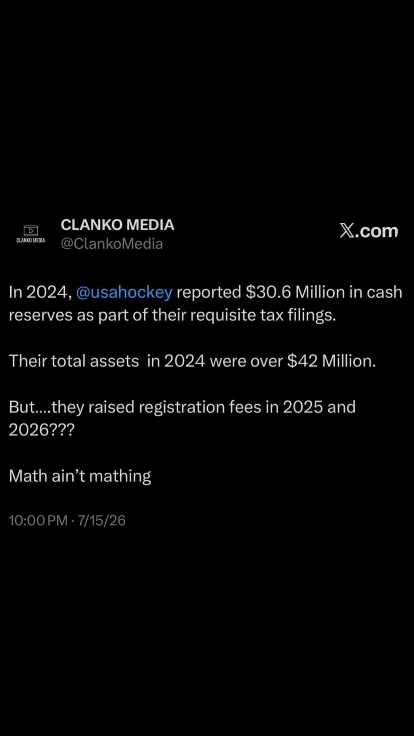 This was shared on X by @clanko_media and if it is true … it’s not ok @usahockey would have to make this make sense ! #effingterrible