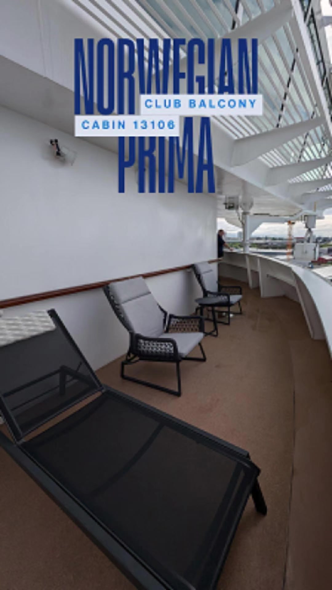 We stayed in forward-facing Club Balcony Suite 13106 on Norwegian Prima and this one definitely comes with a pro tip. 🚢
The balcony is huge and the forward-facing views are incredible when you are sailing into ports. It feels completely different from a standard side balcony.
But… if you are cruising in colder weather, it is very windy and not very usable. On a warm weather itinerary though, this would be an amazing spot to spend time outside.
Great cabin, just make sure it matches your itinerary.