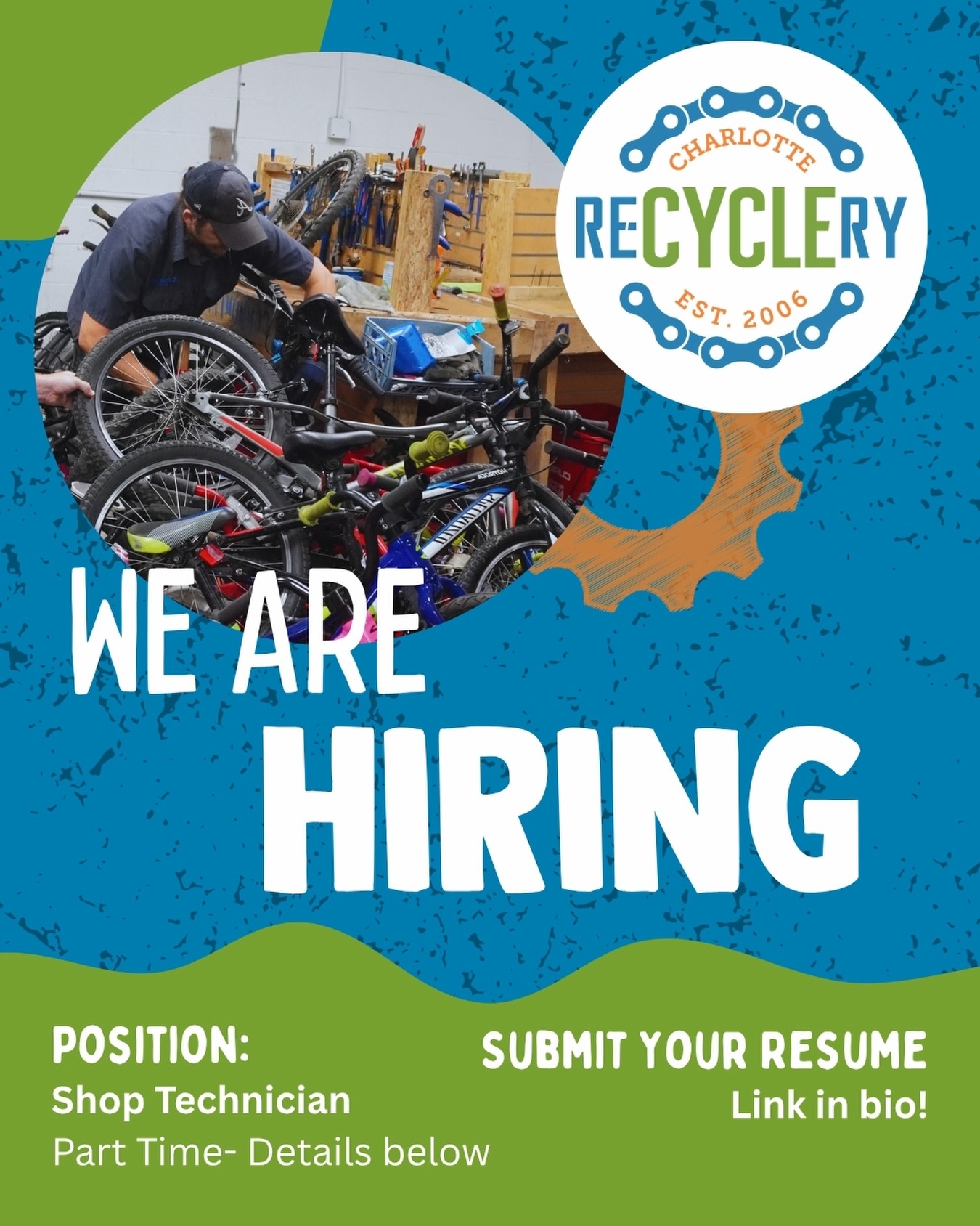 The Re-Cyclery is looking for a Bike Technician to join our team! If you're excited about using your skills to support a mission that makes cycling more accessible in our community, we'd love to hear from you.
This is a part-time summer position (minimum 14 hours per week), with opportunities for a full-time role after October based on experience and organizational needs. Application open through July 31st and reviewed on a rolling basis. Apply through the Linktree in our bio!