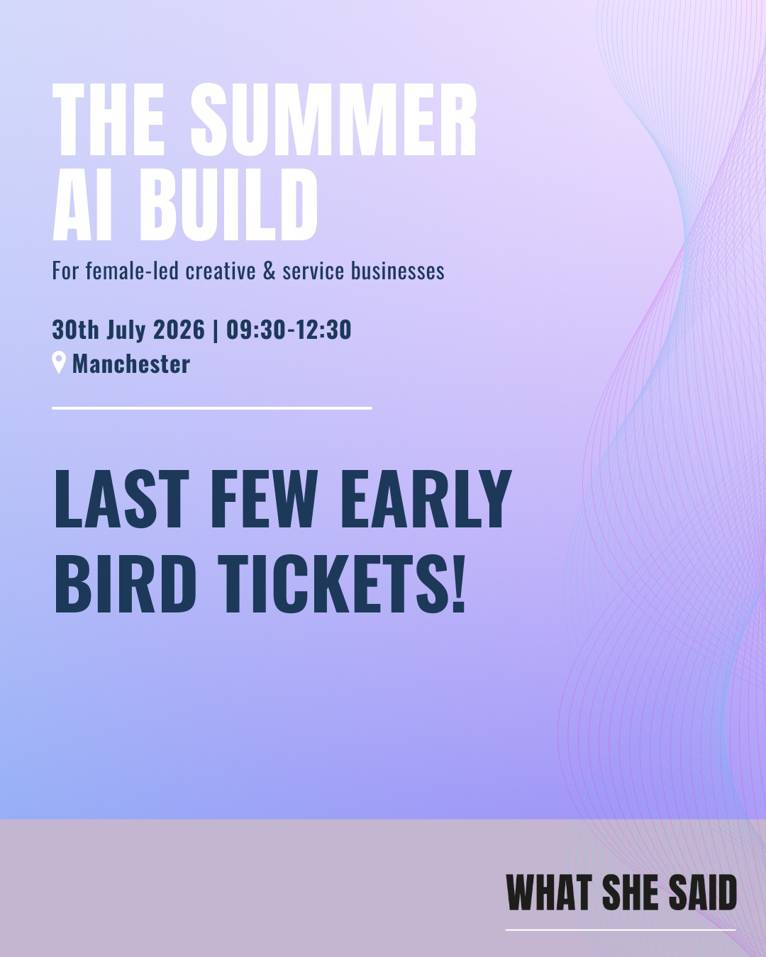 Q4 will be here before you know it, but the question is: will your business still be buried in repetitive tasks or will AI be handling them for you? Our Summer AI Build is designed for female founders and business owners who want practical results, not another session full of theory.
In just 3 hours, you'll: ✨ Build at least one AI agent for your business ✨ Learn a framework you can use across AI platforms ✨ Create secure, strategic workflows ✨ Leave with tools you can start using immediately
Early bird tickets are almost gone and spaces are limited, if you've been waiting for the right time to create an AI strategy that actually works for your business, this is it.
Secure your place via the link in our bio or send us a DM if you have any questions. We can't wait to see you there!