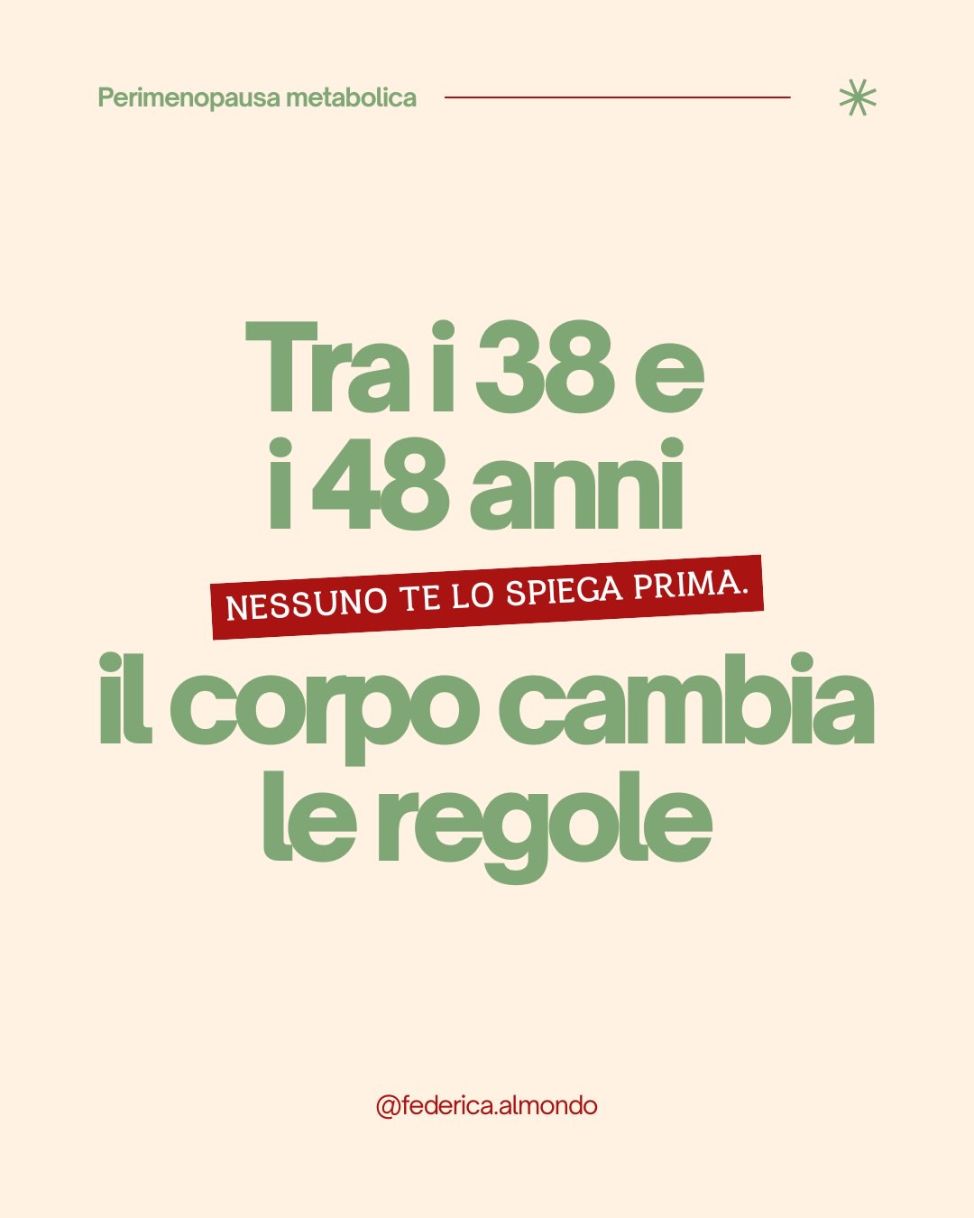 Tra i 38 e i 48 anni il corpo cambia le regole. E quasi nessuna di noi lo sa in anticipo.
Il progesterone scende per primo, anni prima che il ciclo si modifichi. La sensibilità insulinica si riduce. La risposta al cortisolo si amplifica. Il risultato: più grasso viscerale, meno massa muscolare, sonno più frammentato, umore meno stabile.
Non è nella tua testa. È nel tuo assetto ormonale.
Intercettare questo momento cambia quello che si può fare nei dieci anni successivi.
Salva e condividi con chi ha tra i 38 e i 48 anni e sente che qualcosa è cambiato.
#perimenopausa #menopausa #metabolismo #ormoni #progesterone