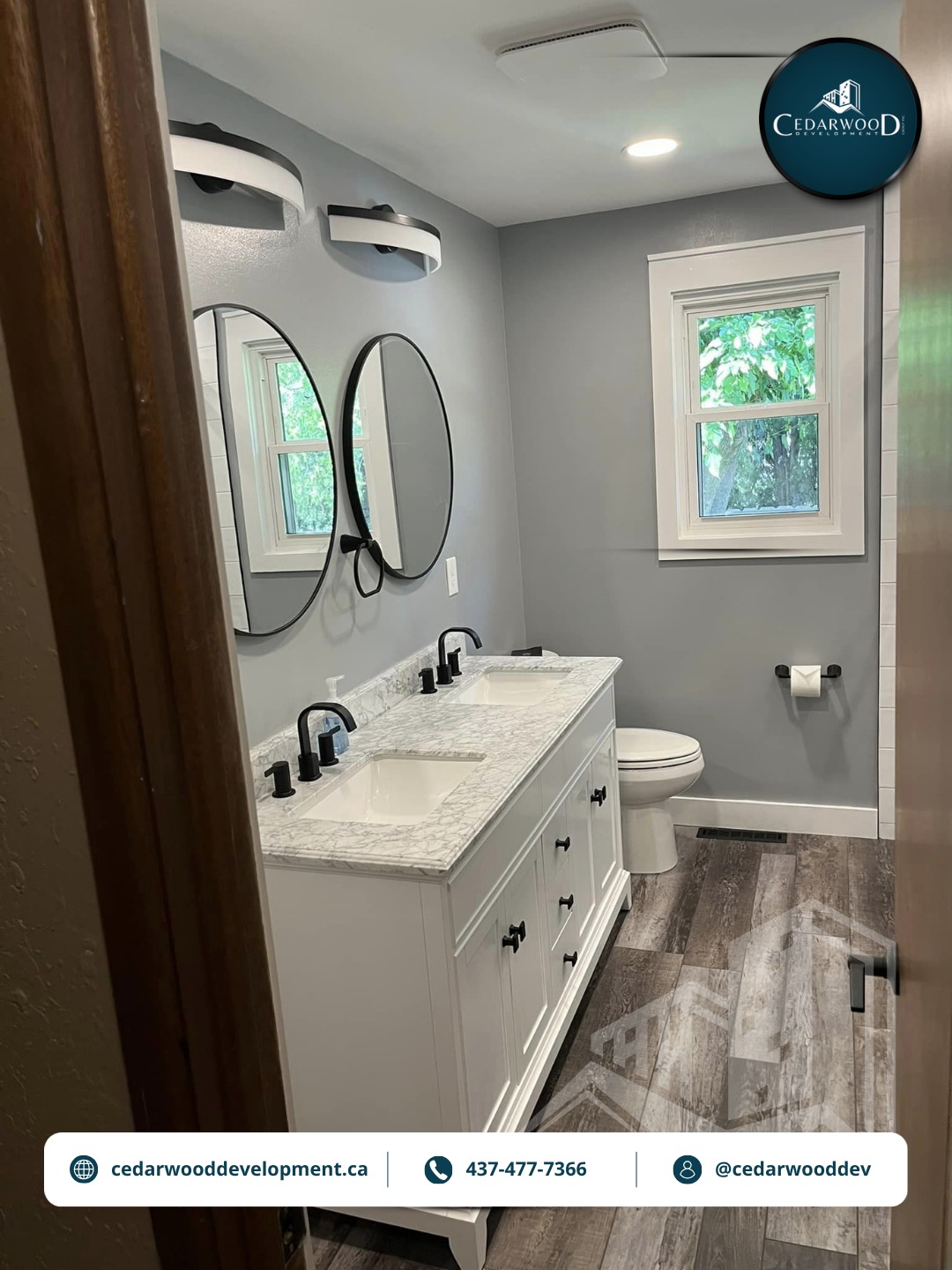 🛁😤✨
Fresh bathroom renovation just completed in Ajax, ON and this one is giving everything. 👀🔥
Double marble vanity. Dual round mirrors. Matte black fixtures. Wood look tile flooring. Modern lighting. Every single detail on point and the whole space just feels brand new. 💪🏡
This is the Cedarwood Development Group standard — clean. Modern. Built to last. 😤
Searching "bathroom renovation Ajax" or "modern bathroom remodel Durham Region"? You just found your team. 👇
💡 Did you know? A full bathroom renovation in the GTA typically ranges from $15,000 to $35,000+ depending on size and finishes — and homeowners who upgrade before listing often recover that cost and then some at resale. 💰
📍 Proudly serving Ajax, Whitby, Pickering, Toronto, Markham, Vaughan, Mississauga, Brampton, Richmond Hill & all of the GTA
Our Services Include:
✅ Bathroom Remodels
✅ Kitchen Renovations
✅ Basement Finishing & Remodeling
✅ Epoxy Flooring
✅ Hardscaping, Interlocking & Landscaping
✅ Home Remodeling
💡 Ready for your transformation? Book your FREE estimate today!
📞 (437) 477-7366
📧 info@cedarwooddevelopment.ca
🌐 cedarwooddevelopment.ca
📍 Serving Toronto & the GTA
📆 DM us "BATHROOM" to discuss your next project!
#BathroomRenovationAjax #ModernBathroomAjax #DurhamRegionRenovations #BathroomRenovationGTA #AjaxRenovations #WhitbyRenovations #PickeringRenovations #MarbleVanityGTA #MatteBlackFixtures #CustomBathroomGTA #GTARenovations #TorontoRenovations #BathroomRemodeling #CedarwoodDevelopmentGroup #OntarioRenovations #TrustTheProcess
