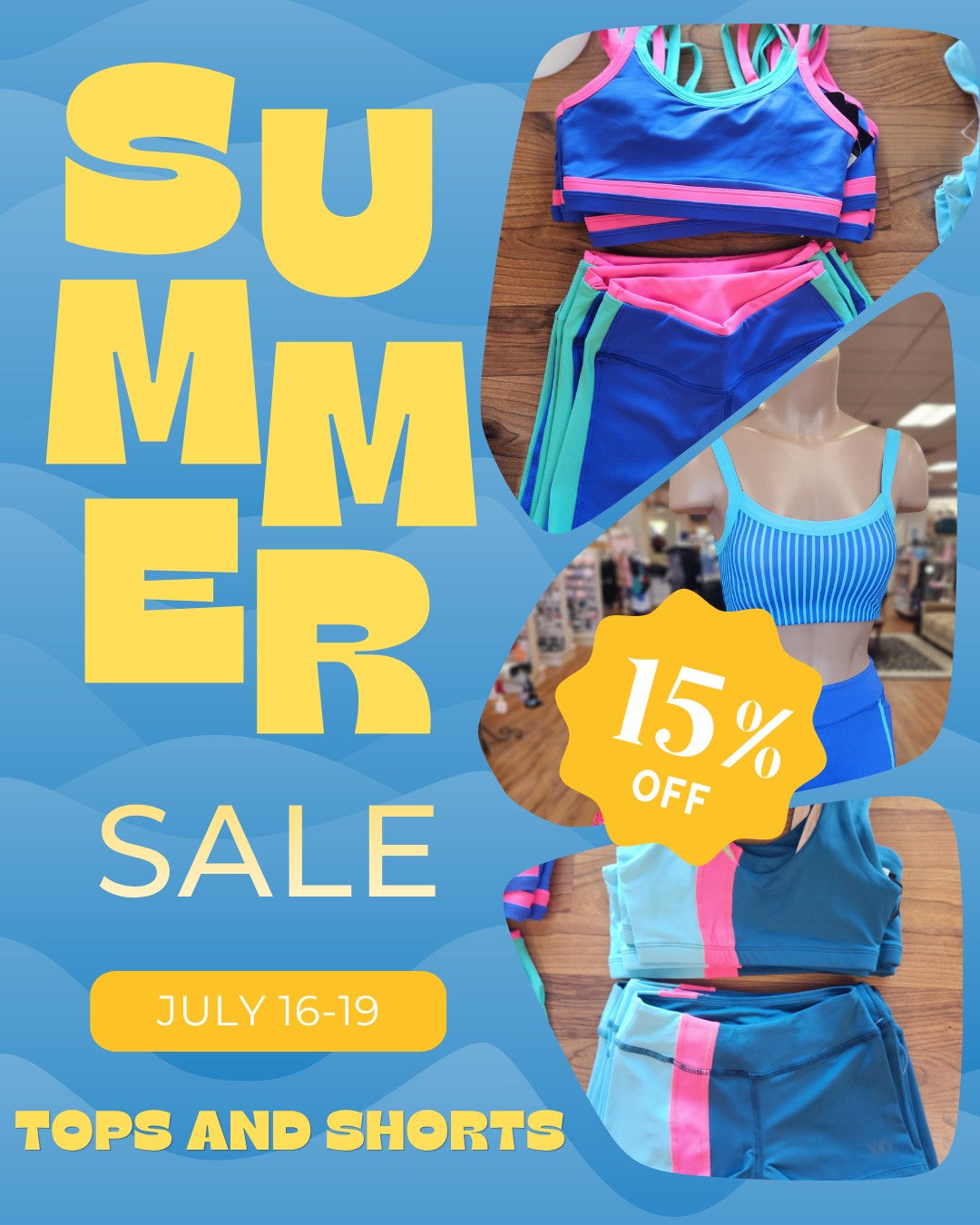 Savings fit for summer days! Stay cool in tops and shorts, and save 15% July 16-19. We have plenty of matching sets, or mix and match different styles! ☀️
*Discount applies to in-store and in-stock purchases only. Clearance items excluded.
#dancesuppliesetc #dse #summer #sale #dancewear