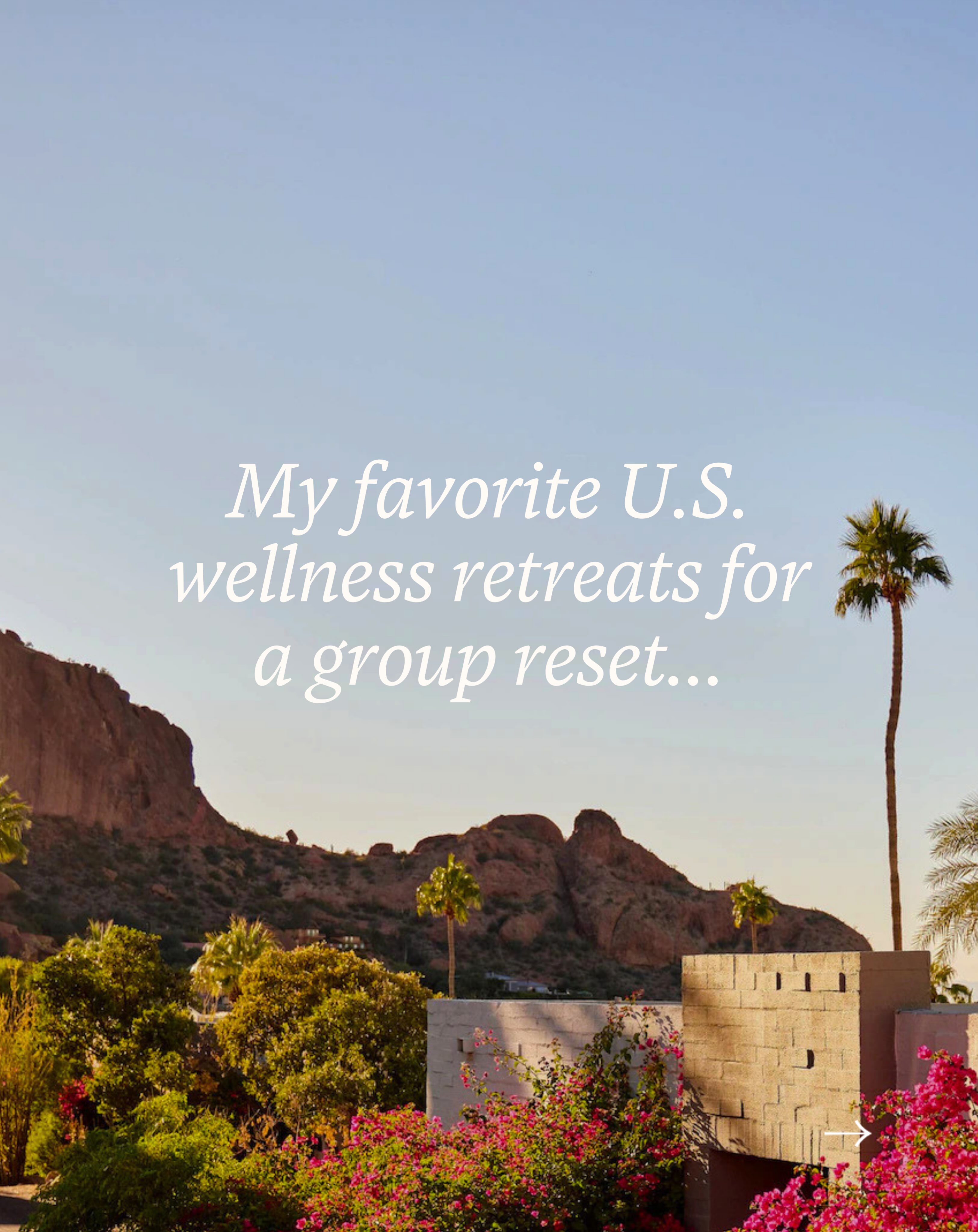 Your group needs a reset.
From the Arizona desert to the Palm Beach coast, here are five U.S. wellness retreats worth considering for your next group wellness trip-and Iâll handle the room blocks, contract negotiations, and spa coordination so the trip actually feels like a break.
DM me or email jenni@journeymakerscollective.co to plan your wellness getaway.