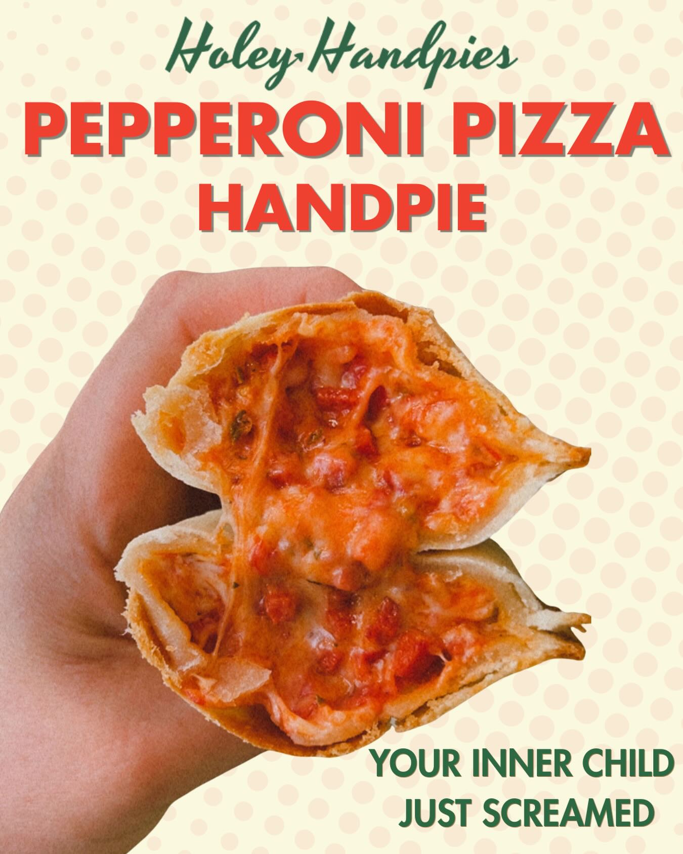 I’m drooling as I post this 🤤 We have a limited stock of Pepperoni Pizza Handpies so get them while you can!