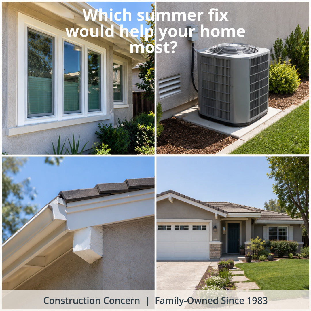 Which summer fix would help your home most right now?
A. New windows
B. HVAC upgrade
C. Exterior repair
D. Bundling more than one project
Comment with your letter and the room or issue driving it. That answer usually says a lot about what is actually bothering homeowners first. Link in bio.
#ConstructionConcern #HomeImprovement #LosAngelesHomes #WindowReplacement #HVAC #Siding