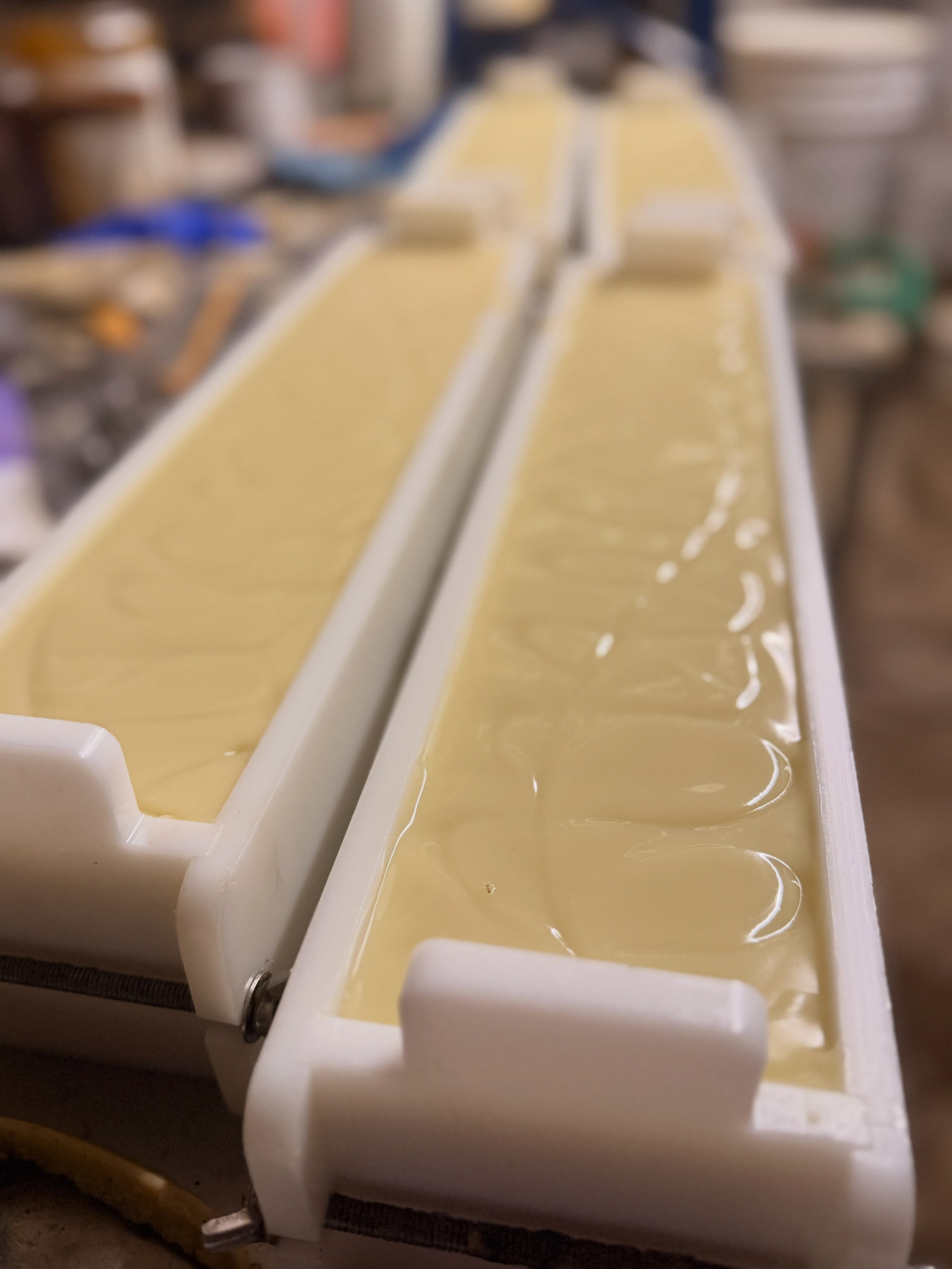 Last batch of the day.....it was so hot and smoky I had to quit mid day and started back up late after dinner and chores. #readyforcoolweather #soapmaking #brambleon #honeysuckle