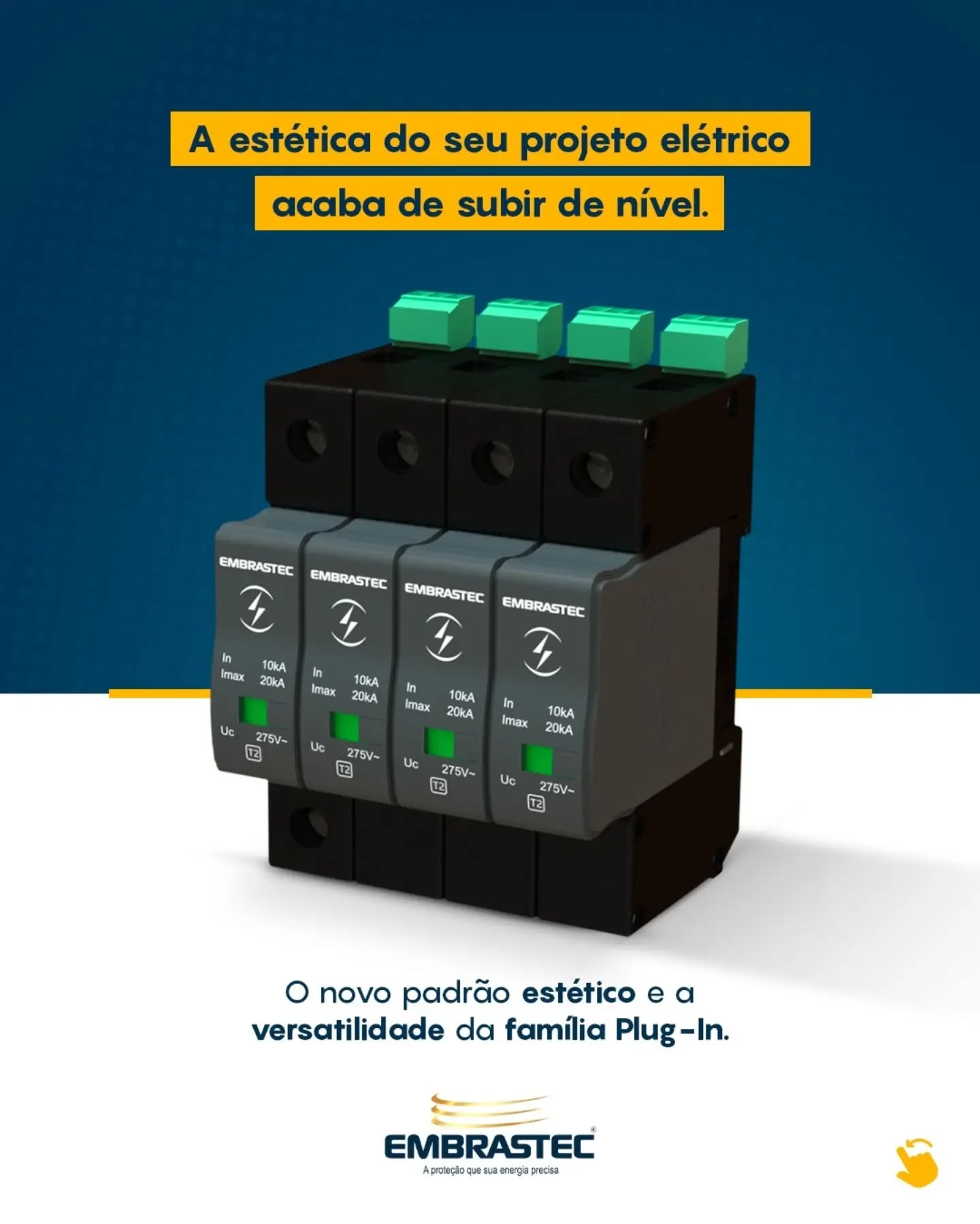 Projetistas, nós sabemos que a entrega de um painel elétrico de alto padrão exige excelência técnica e visual. ⚡📐
Apresentamos o novo visual do DPS Plug-in EMBRASTEC. O clássico módulo de proteção agora ganha um acabamento em tons de cinza com texturas refinadas, desenhado para harmonizar perfeitamente com os disjuntores e componentes mais modernos do mercado.
Além do novo look, a família está completa. Juntando-se às já consolidadas versões Monopolar, Bipolar e Tripolar, o novo DPS Plug-in Tetrapolar traz a simetria visual e a modularidade que o seu projeto precisava com uma estética impecável.
Engenharia de precisão (Classes I + II, conforme IEC 61643-1) envelopada em um design industrial superior.
👉 Seu próximo projeto merece esse nível de acabamento.
Clique no link da bio, fale conosco e especifique com o novo DPS Plug-In da EMBRASTEC!