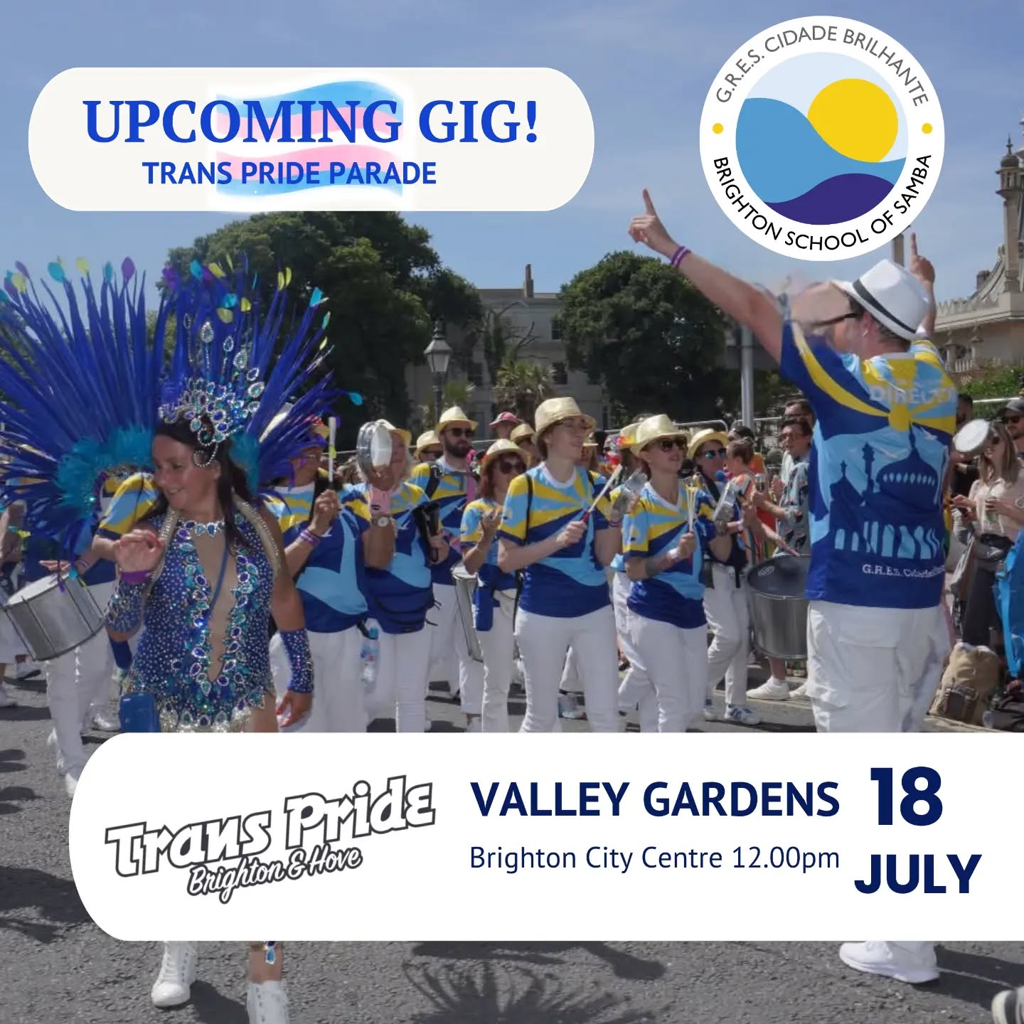 🏳️⚧️Join us tomorrow to celebrate Trans Pride in Brighton. Proud ally of the Trans community we march tomorrow and bring with us joy and rhythm! Start and finish at Valley Gardens where the music and celebratiom continues! 🏳️⚧️ @transpridebrighton
#transpride #transpridebrighton2026 #transsolidarity #sambabatucada #pridemonth