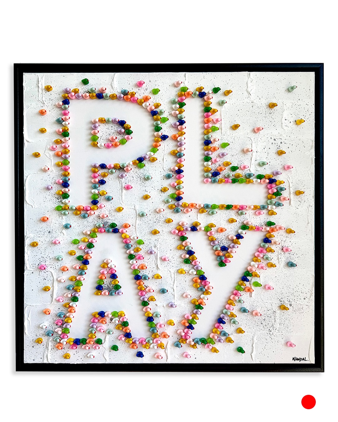 If I could leave two reminders everywhere, they’d be these:
PLAY and LOVE.
I genuinely think we’d all be a little happier, kinder and more connected if we did both a bit more. Play keeps us curious and connected to our inner child. Love keeps us human. Together… I think they can make the world a better place.
So I turned them into art, built from tiny ducks and flamingos. Little colourful symbols of joy, silliness and not taking life quite so seriously.
Both pieces are sold before I managed to post them but I still wanted to share them and I might expand the series through commissions and other words.
What words and miniature toys should I do next?
