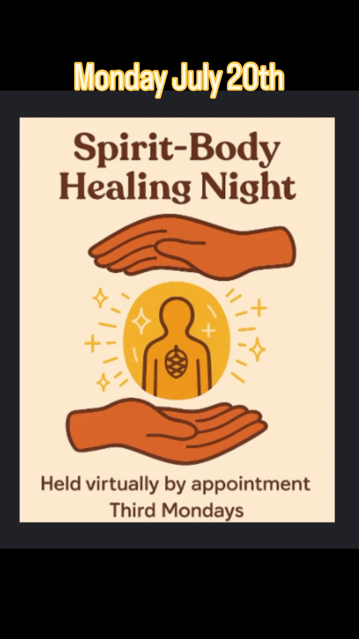 Spirit-Body Healing
A look at the energies that get in between you and your body.
FREE 15 minutes
Explore the energetic connection between your spiritual system and your physical body. We identify what’s keeping you from fully inhabiting your space and clear it so you can be present, grounded, and powerful.
7:30 - 9:00 PM 3rd Mondays of the Month
By appointment. Email intuitiveway@gmail.com to secure a spot.
#intuitiveway #intuitivehealing #intuitivetraining #intuitivehealer #spirithealing