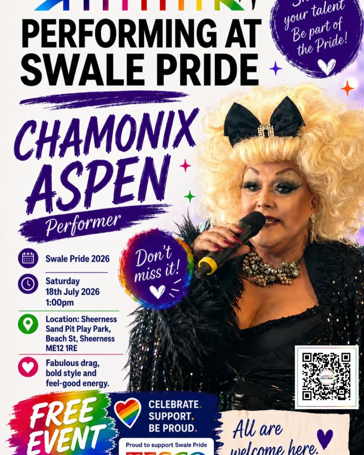 Come on down to SWALE PRIDE 🌈 on Saturday afternoon - CHAMONIX on stage at 1pm…🏳️🌈💋