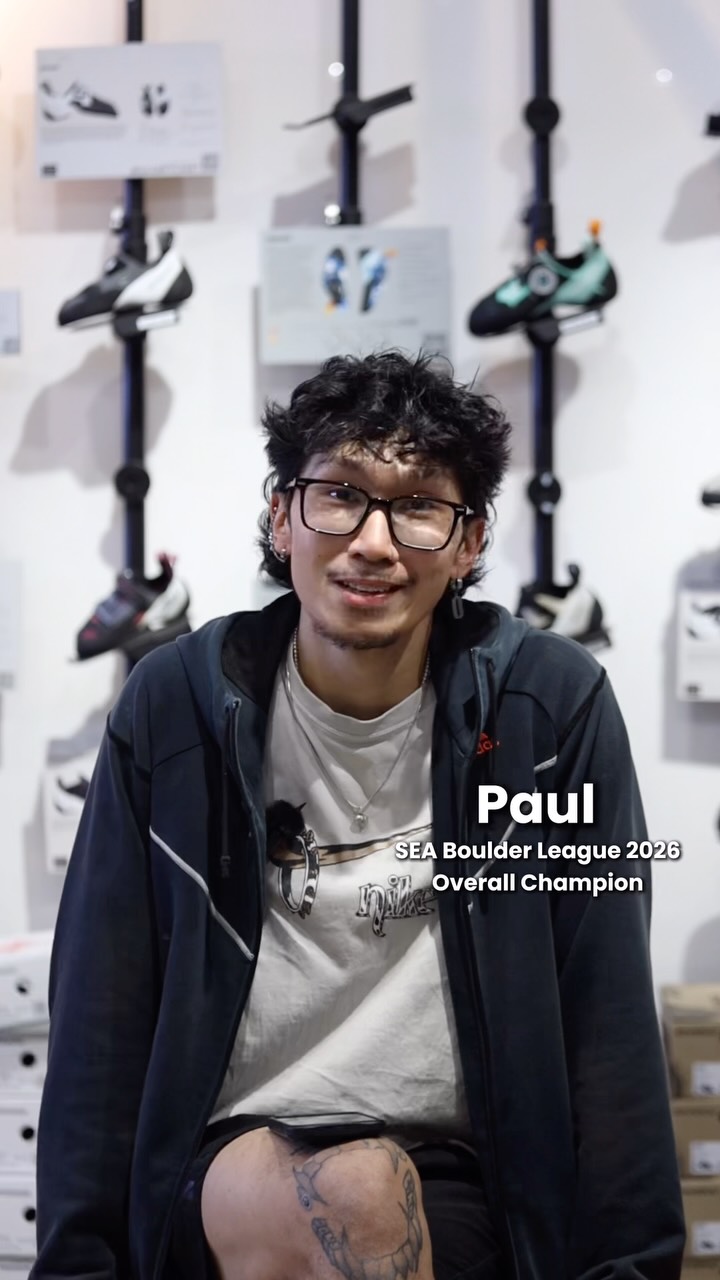 Some victories are measured by trophies. Others are measured by the person you become along the way. For Paul, this journey began with uncertainty. But instead of letting those doubts define him, he chose to show up, round after round, and trust the process.
What followed was a journey of growth, humility, friendship, and discovering that the best moments often come when you’re simply enjoying the climb.
One thing Paul made clear was that he sees this achievement as the result of countless people who believed in him. He spoke about those who gave him the opportunity to begin this journey, encouraged him to step out of his comfort zone, challenged him with every boulder, stood beside him when competing abroad, and never stopped believing in what he was capable of. This championship may bear his name, but in his heart, it belongs to everyone who helped him get there.
Congratulations, Paul, on becoming our SEA Boulder League 2026 Overall Champion. Your story doesn’t end here, and we’re cheering you on every step of the way. After all, something special still awaits, and we can’t wait to tell everyone about it 🤫✈️🌏