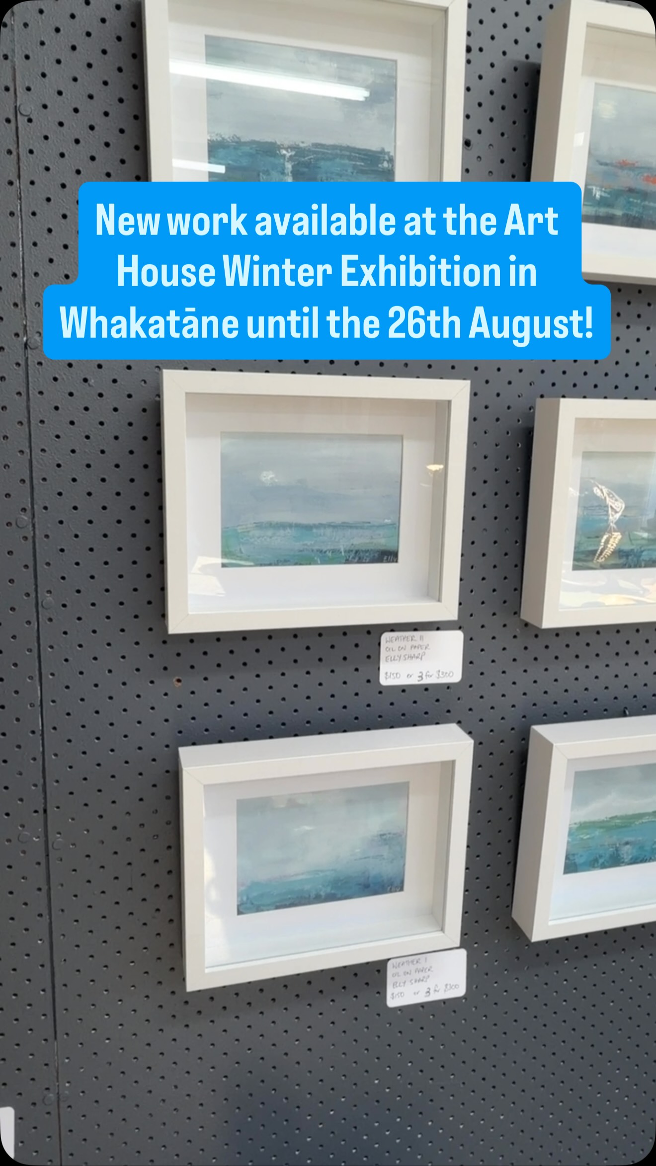 26th July not August! Some of my new work is available to view in person at the Art House Winter Exhibition in Whakatane until the 26th of July! Let me know what you think! It is a bit of a new direction for me 😊#artforyourhome #artforsale #nzartists #whakatane #oilpainting
