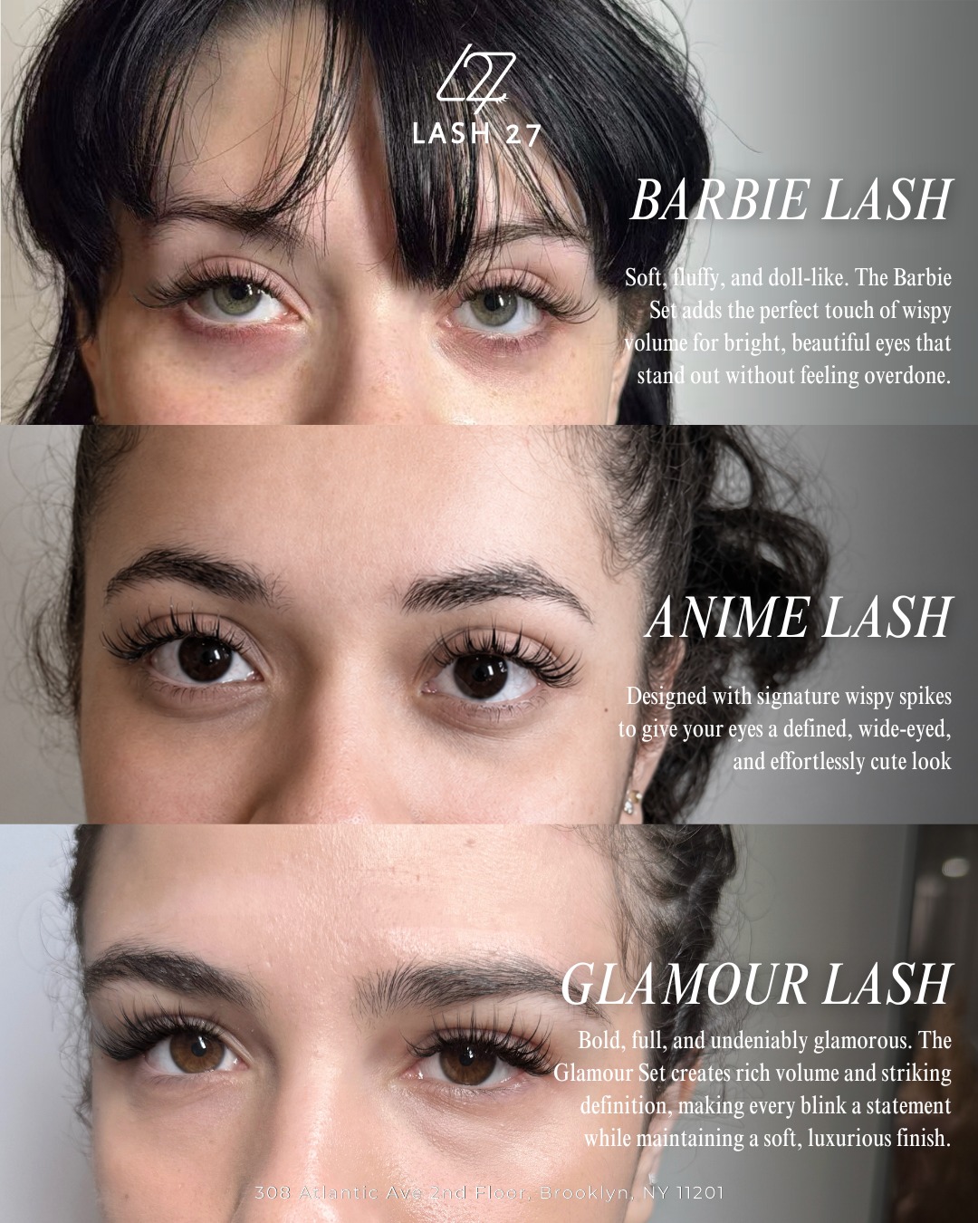 ✨ Three styles. Three different vibes. Which one are you? 💖
🎀 Barbie Lash – Soft, fluffy, and doll-like
🌸 Anime Lash – Wispy, spiky, and eye-catching
✨ Glamour Lash – Full, bold, and effortlessly glamorous
No matter your style, we'll help you find the perfect lash set just for you! 💕
📍308 Atlantic Ave 2nd Floor, Brooklyn, NY 11201
📞(929) 398-7268
#Lash27 #LashExtensions #AnimeLashes #BarbieLashes