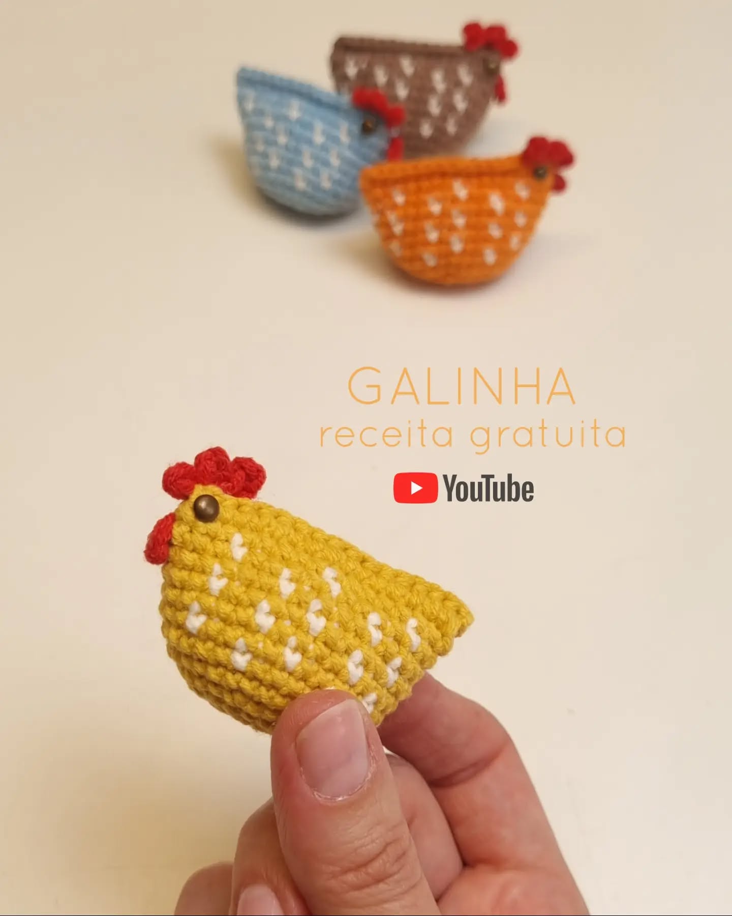 RECEITA GRATUITA GALINHA 🐔
Agora vc já pode acessar o video lá na rede vizinha pra tecer a galinha passo a passo ♥️ Se quiser me manda um oi que te envio o link!
Aqui tu vê de pertinho o resultado dessa mini fofura 🐔♥️