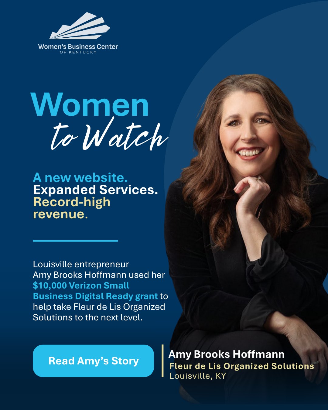 Most entrepreneurs dream about growth. Amy Brooks Hoffmann planned for it.
Through her participation in Verizon Digital Ready, the owner of Fleur de Lis Organized Solutions in Louisville was awarded a $10,000 small business grant in 2025 and used the funding to expand marketing efforts, launch new tools, and support business growth. The result? Record-high revenue by year's end.
Her story is a reminder that preparation and opportunity often work hand in hand.
Read why Amy is our latest Woman to Watch with the link in our bio: @wbckentucky
To start your free online Verizon Digital Ready business courses and become eligible for a $10k Grant, click the link in our bio: @wbckentucky
#WBCKY #WomensBusinessCenterKentucky #CVKY #YourDreamOurMission #VerizonDigitalReady