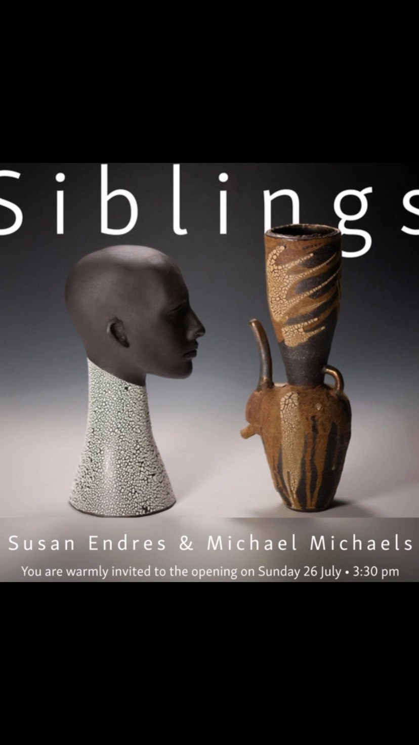 Join us to celebrate the Opening of “Siblings” by Susan Endres and Michael Michaels. The exhibition explores two distinct ceramic practices shaped by a shared family history, bringing together works that explore identity, empathy and the human connection through the language of clay. @kudoclay #siblingssusanendresmichaelmichaels #artswaimakariri #chambergalleryrangiora
